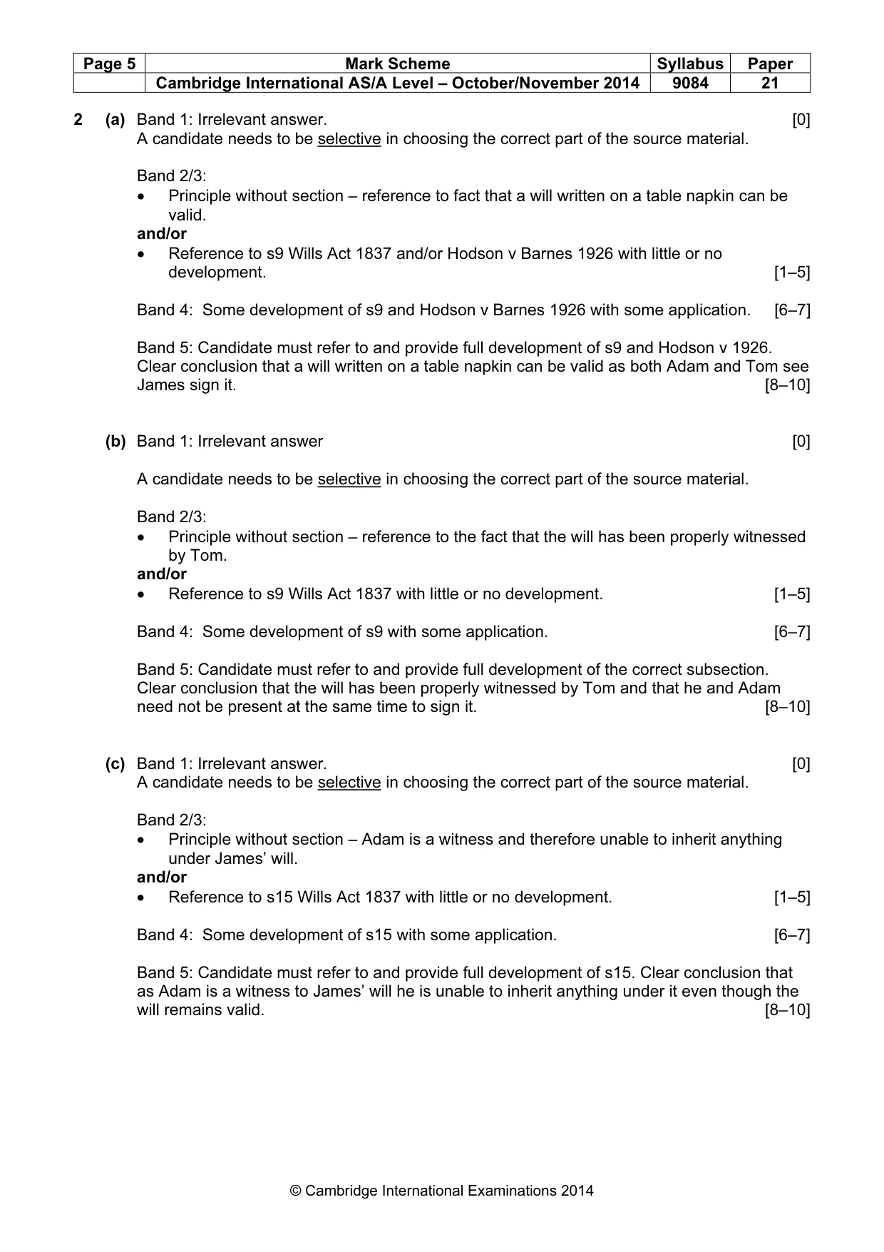 Mark scheme, page 5 of 6