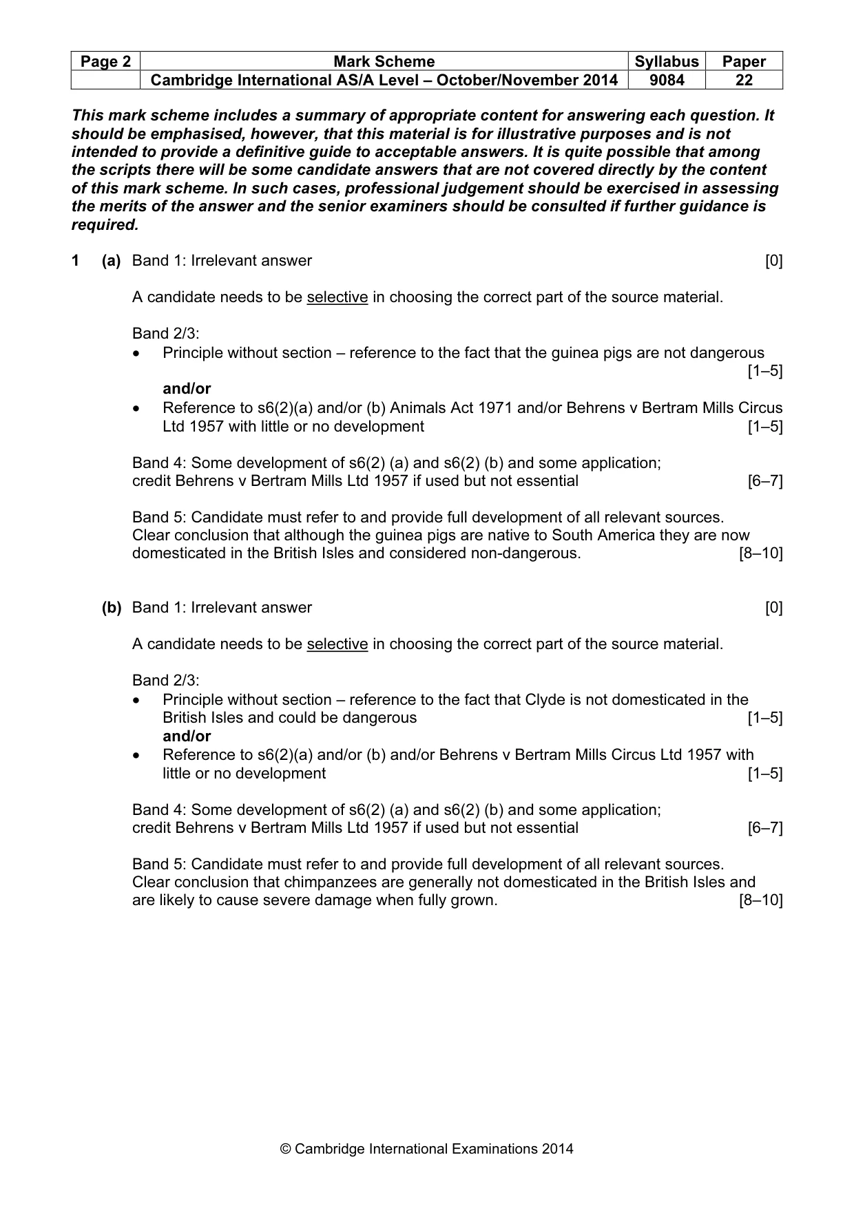Mark scheme, page 2 of 5