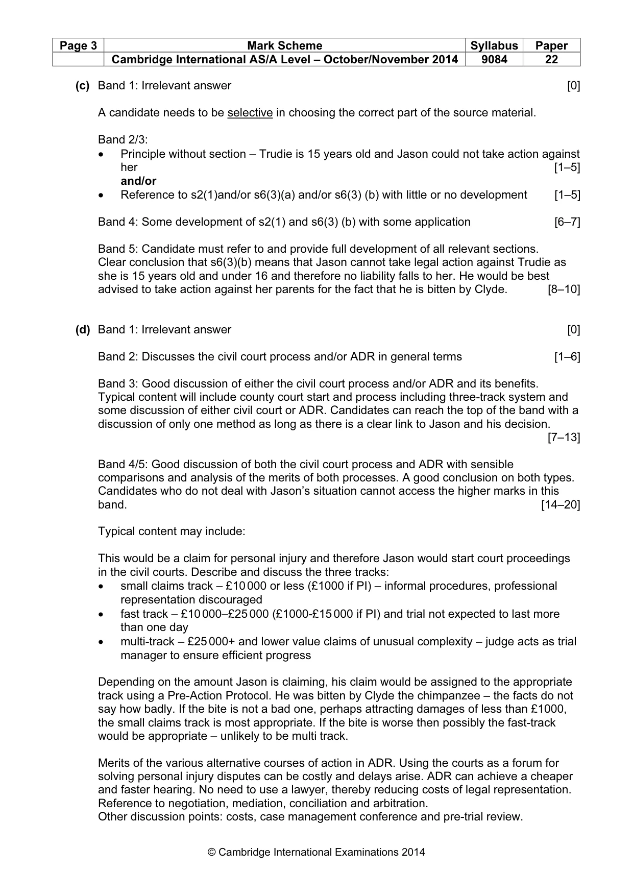 Mark scheme, page 3 of 5