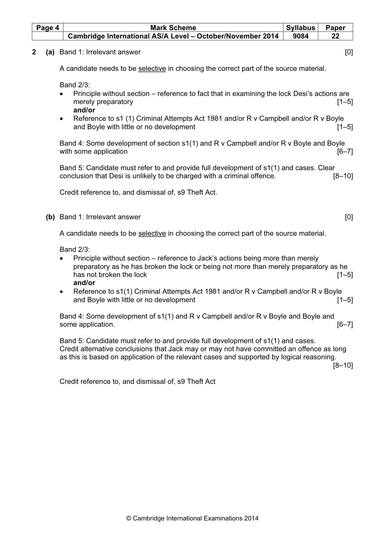 Mark scheme, page 4 of 5