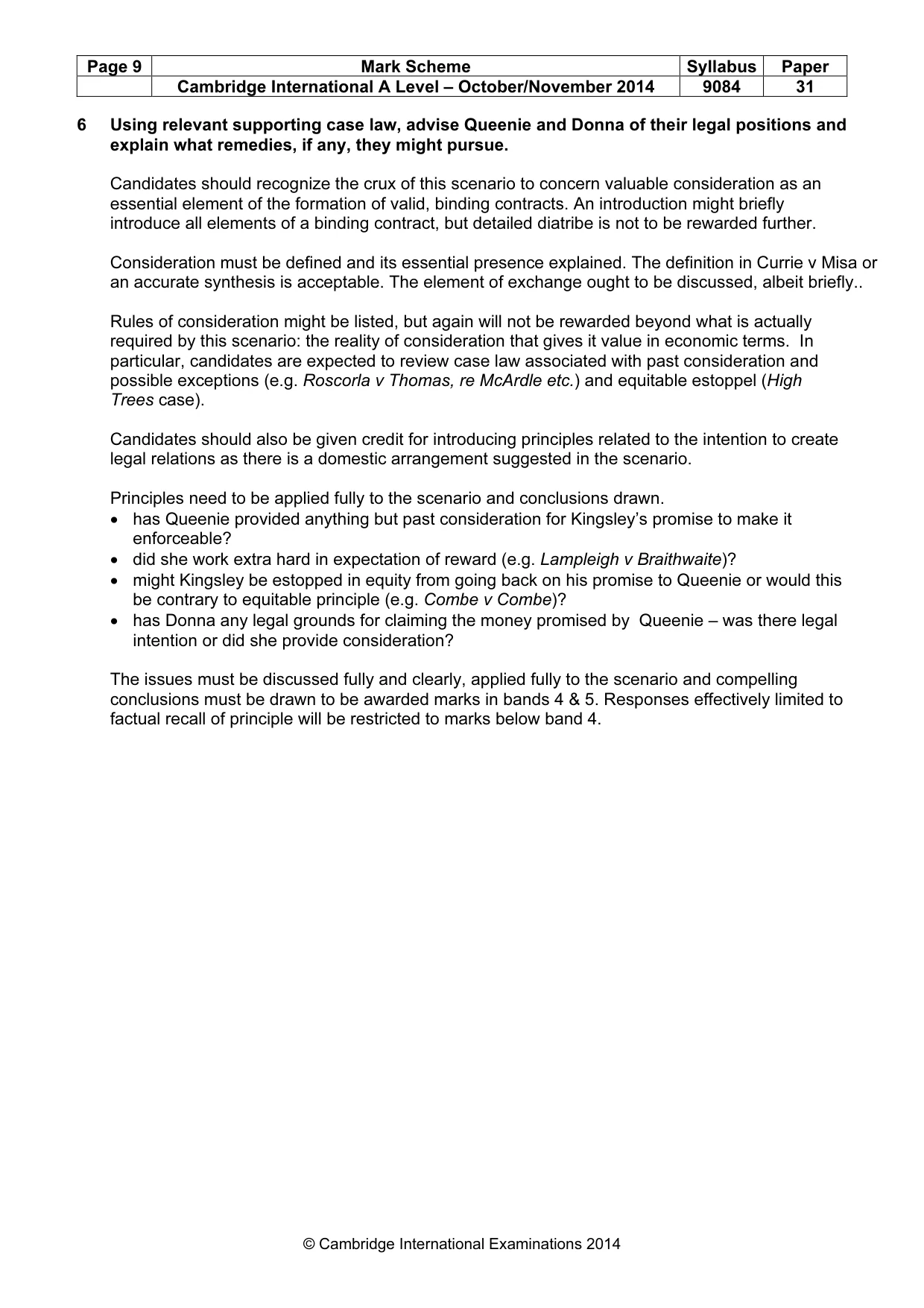 Mark scheme, page 9 of 9