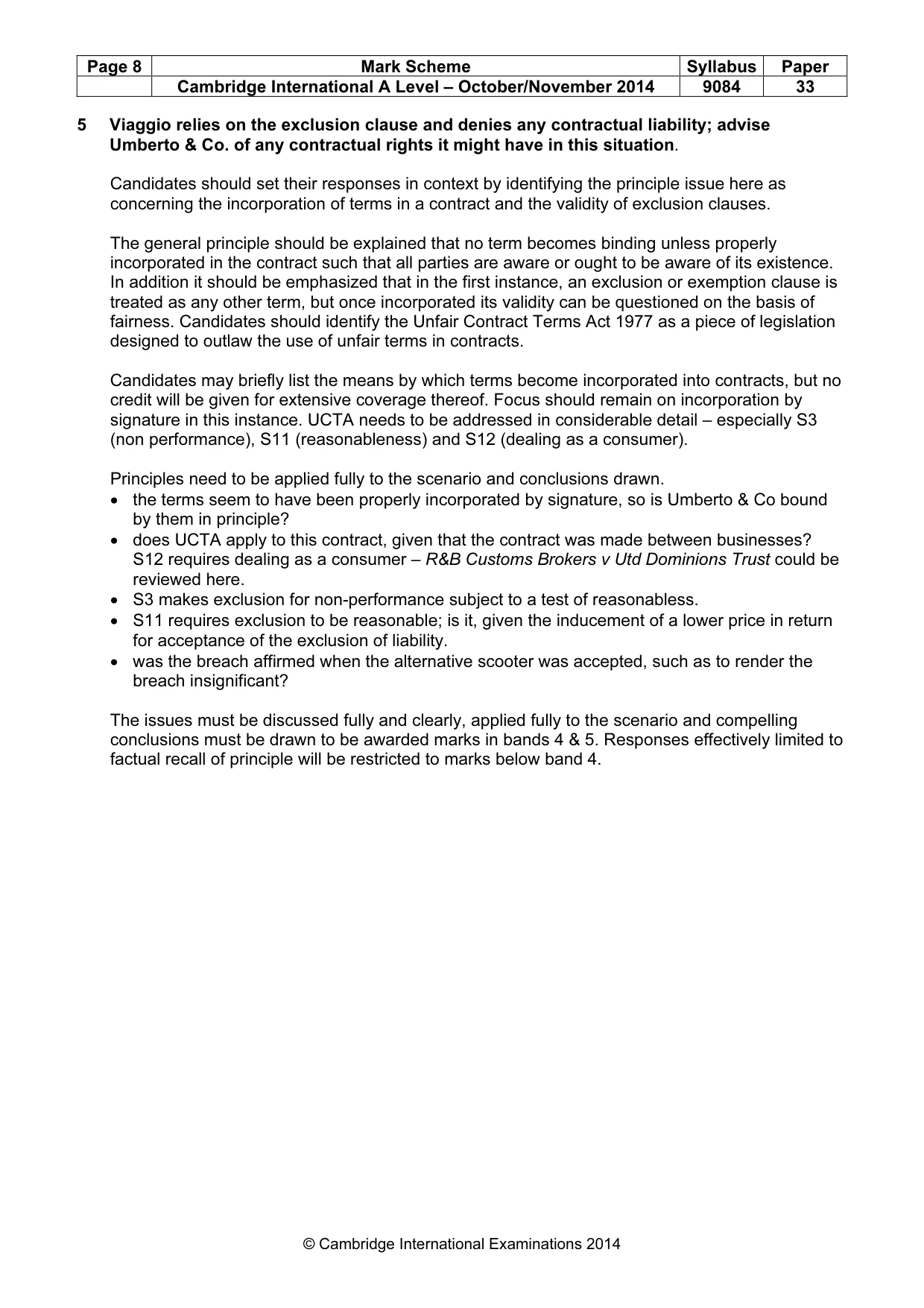 Mark scheme, page 8 of 9