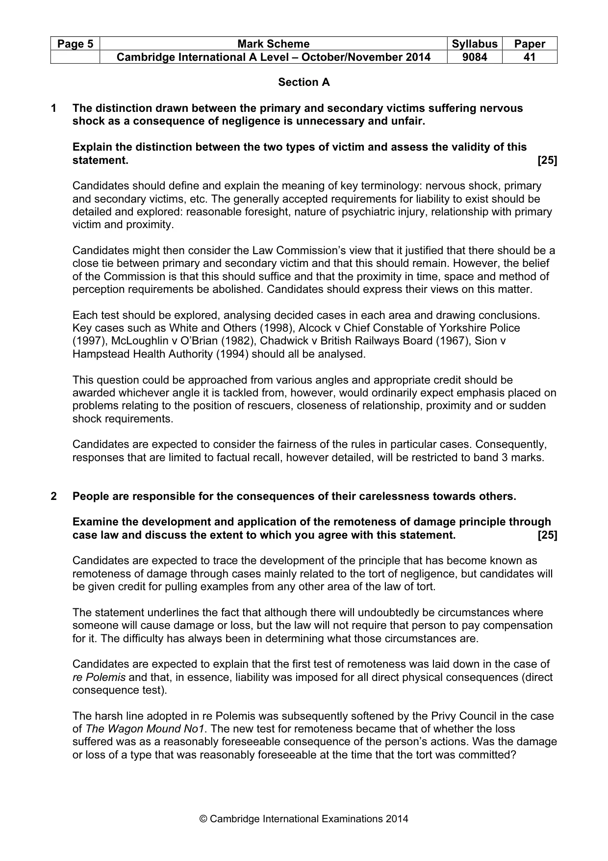 Mark scheme, page 5 of 8