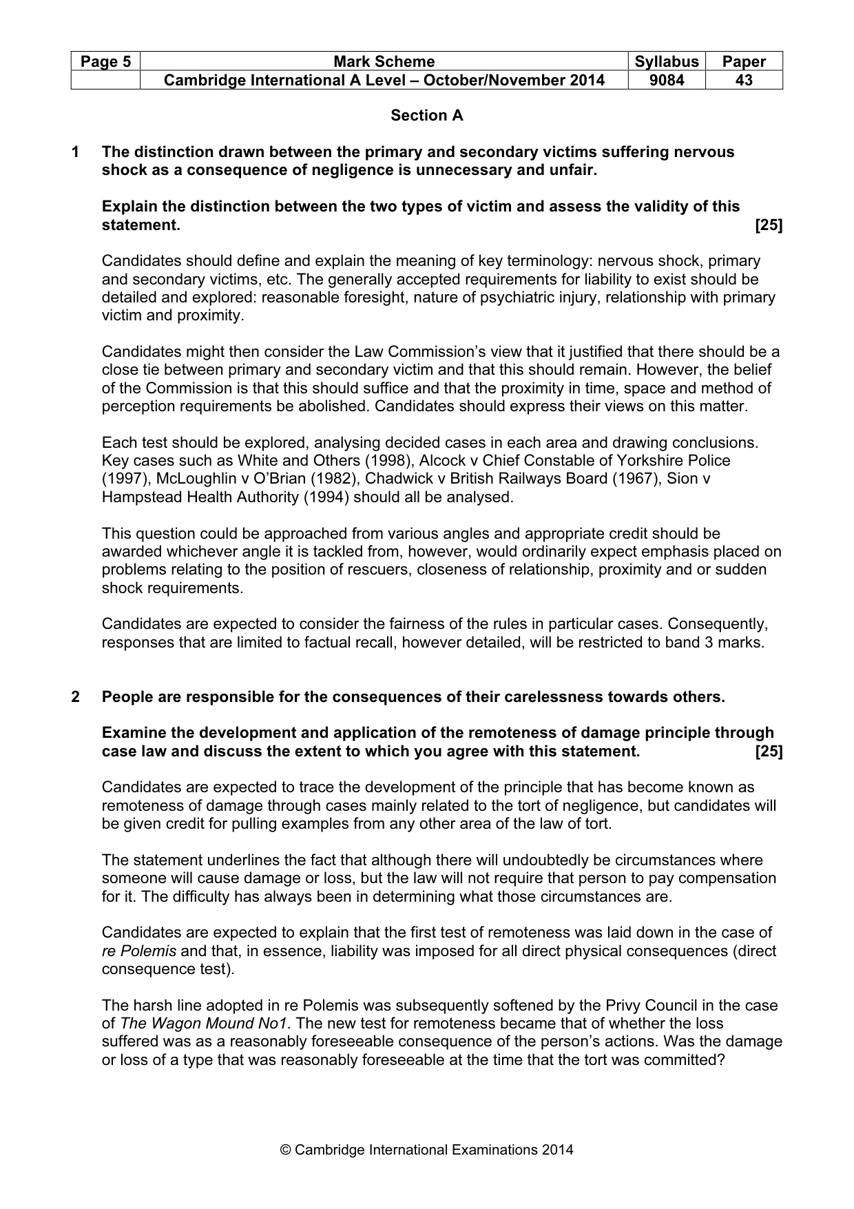 Mark scheme, page 5 of 8