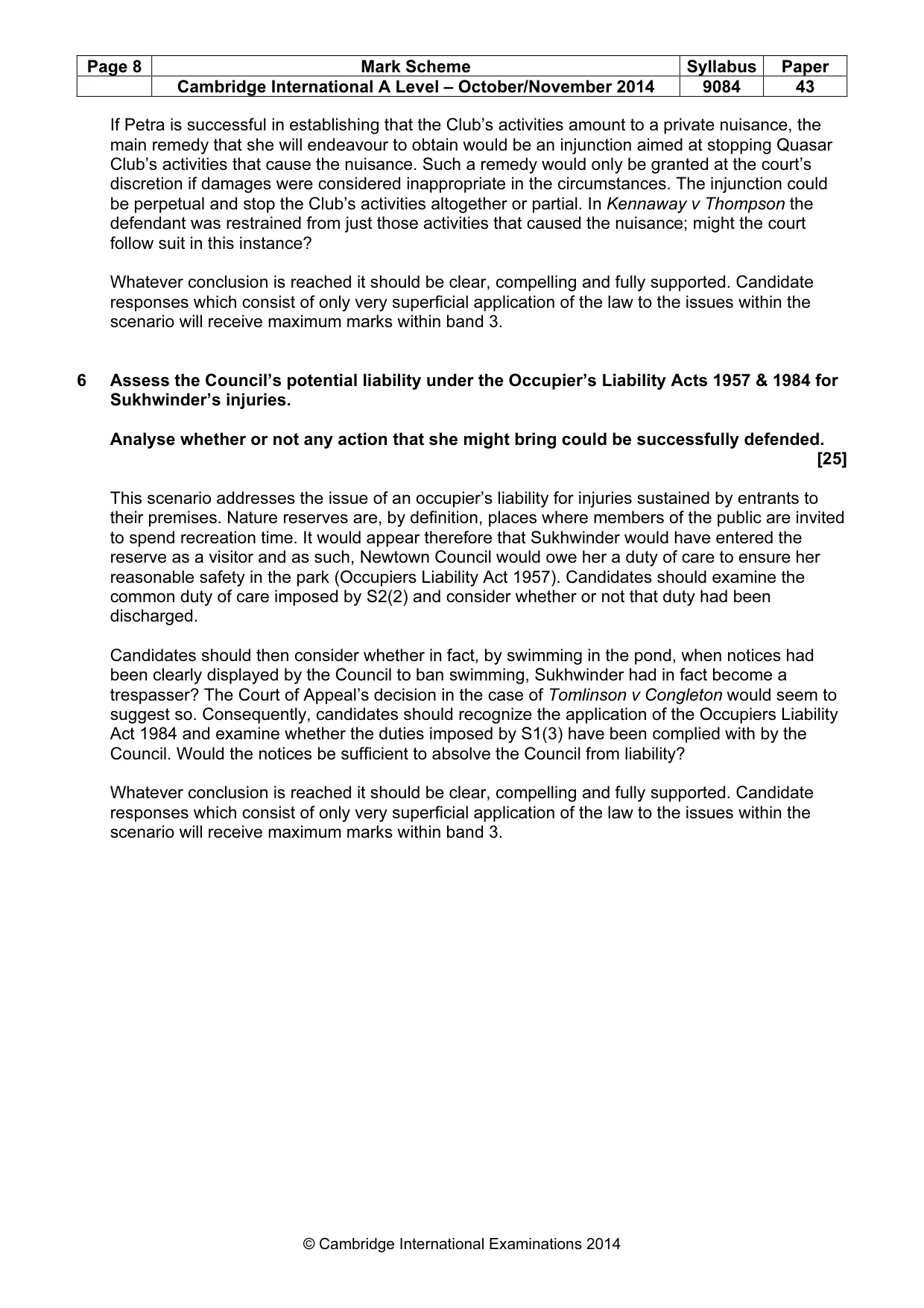Mark scheme, page 8 of 8