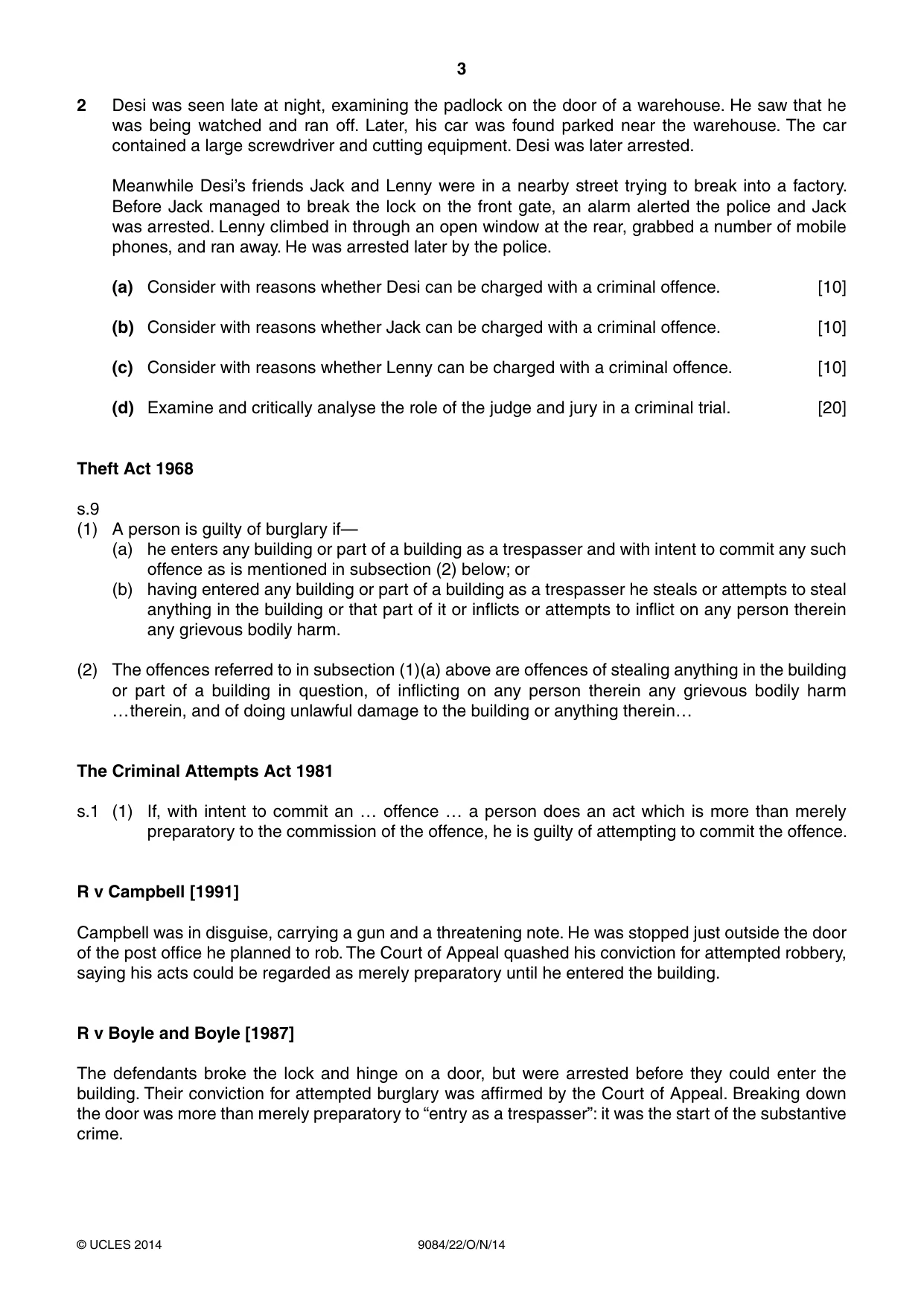 Cambridge A Level Law 9084 2014 Oct/Nov Paper 2 · Variant 2 question paper, page 3 of 4