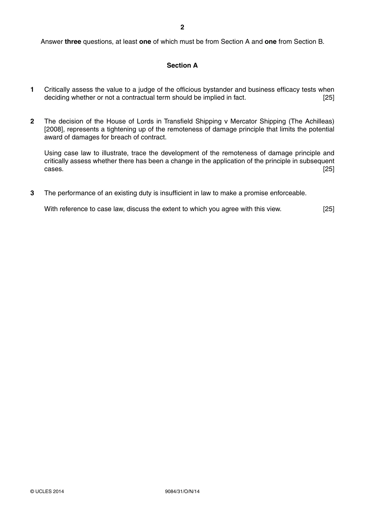 Cambridge A Level Law 9084 2014 Oct/Nov Paper 3 · Variant 1 question paper, page 2 of 4