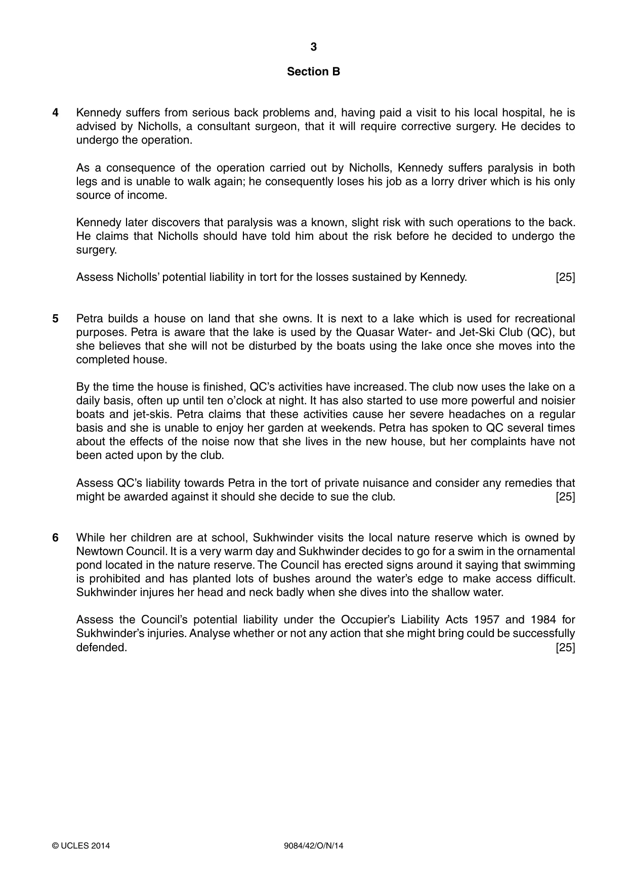 Cambridge A Level Law 9084 2014 Oct/Nov Paper 4 · Variant 2 question paper, page 3 of 4