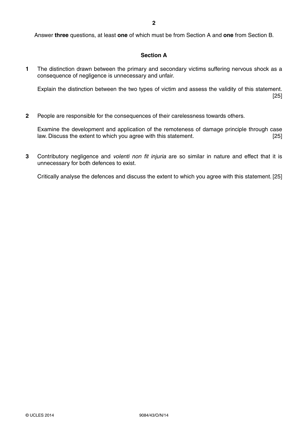Cambridge A Level Law 9084 2014 Oct/Nov Paper 4 · Variant 3 question paper, page 2 of 4