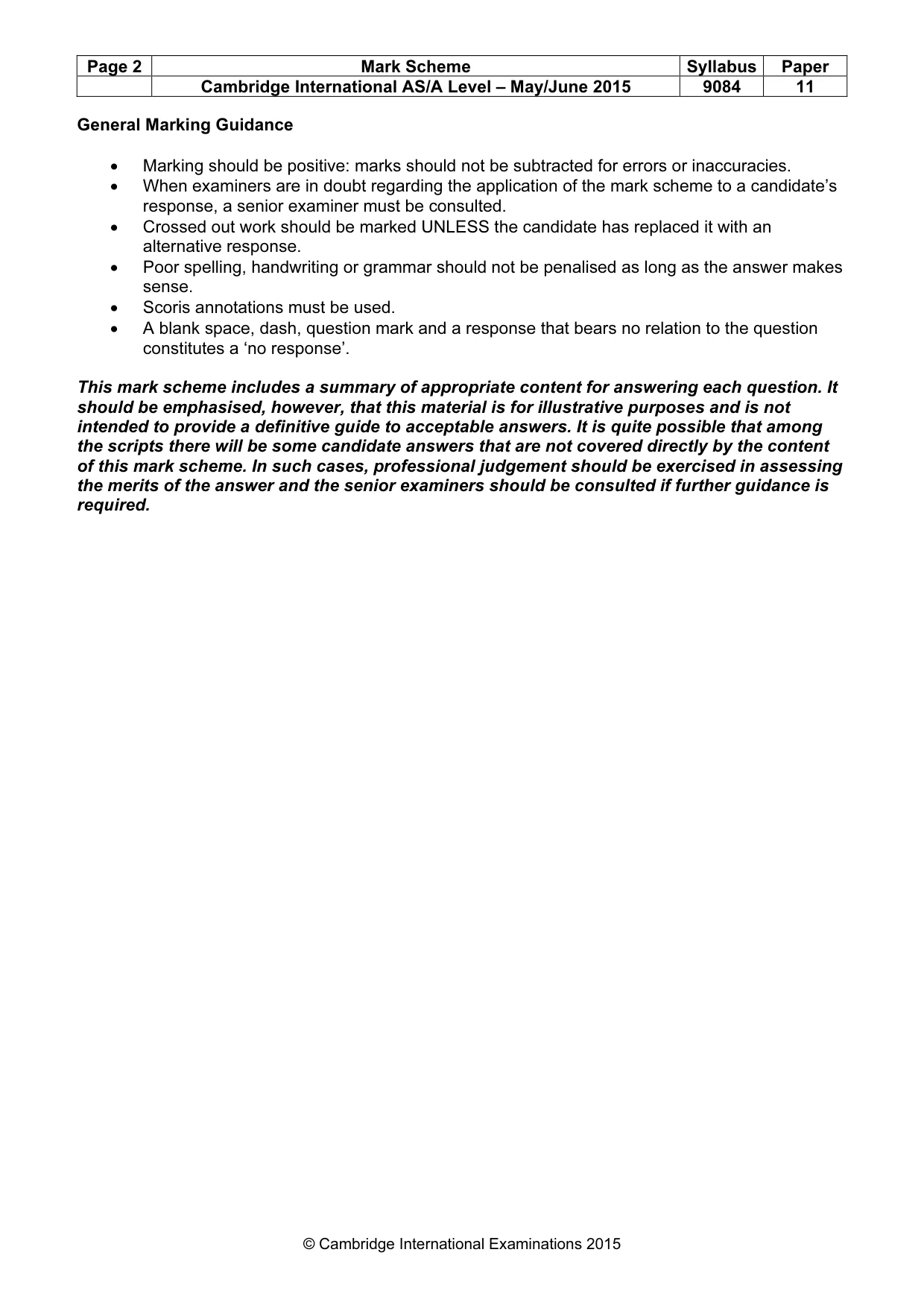 Mark scheme, page 2 of 7