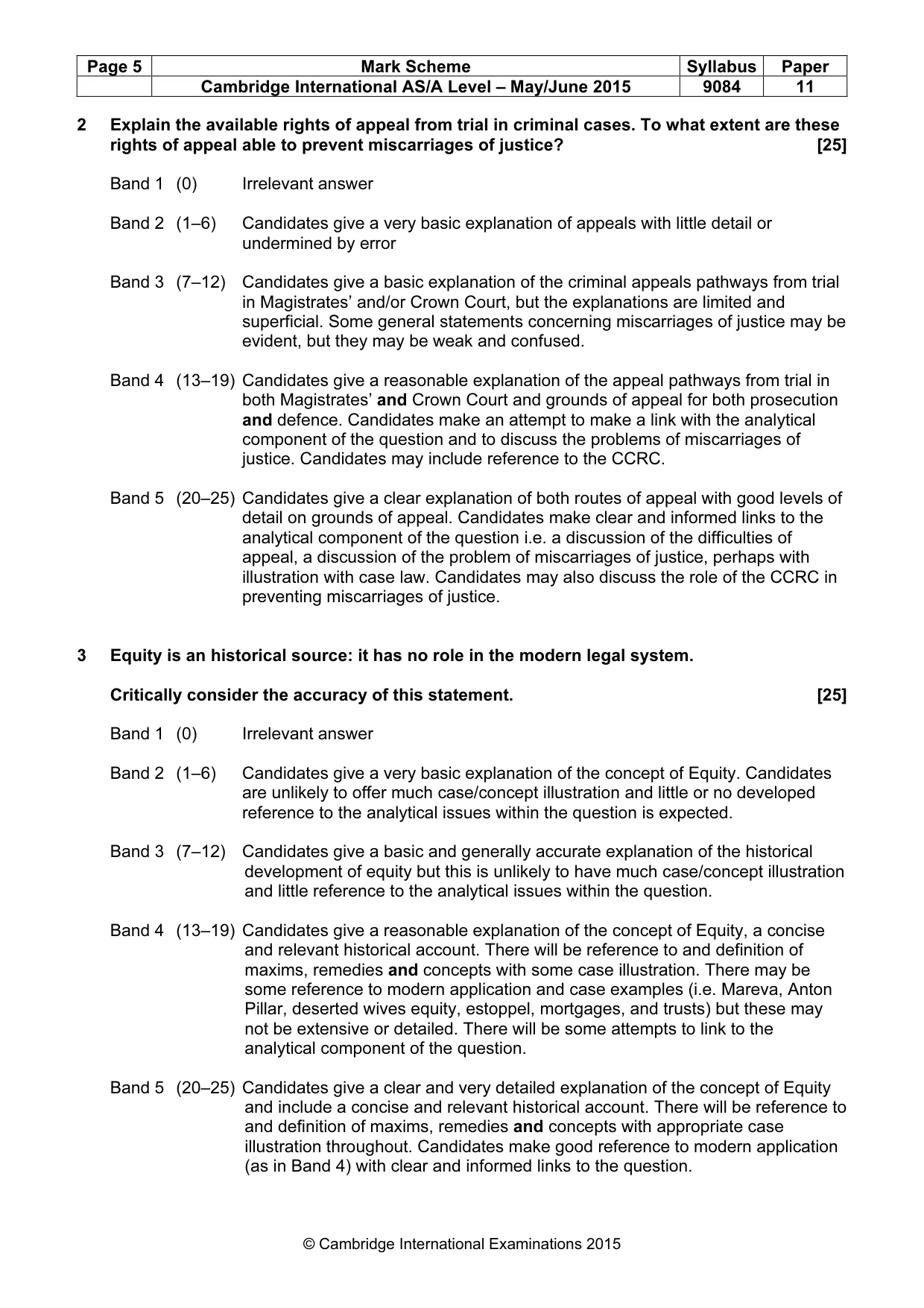 Mark scheme, page 5 of 7