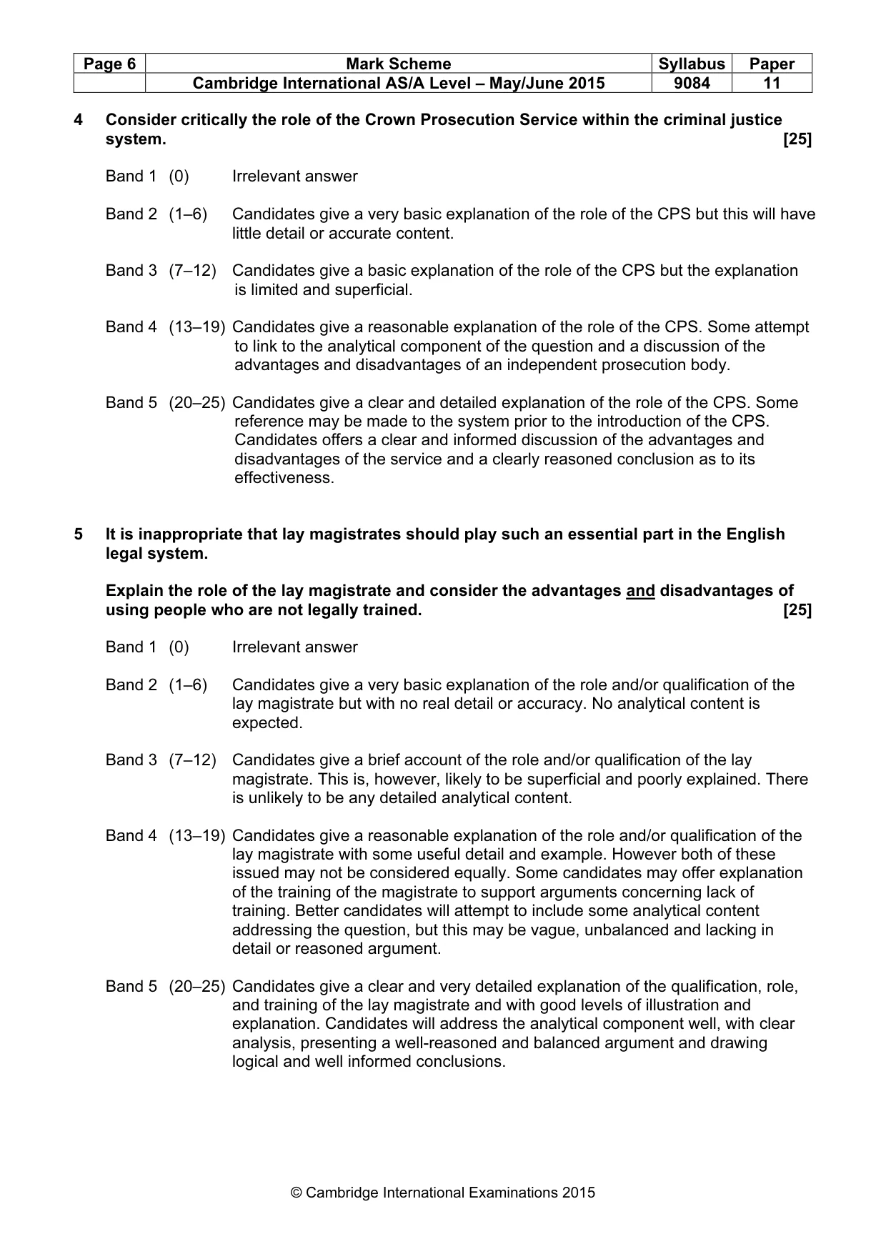 Mark scheme, page 6 of 7