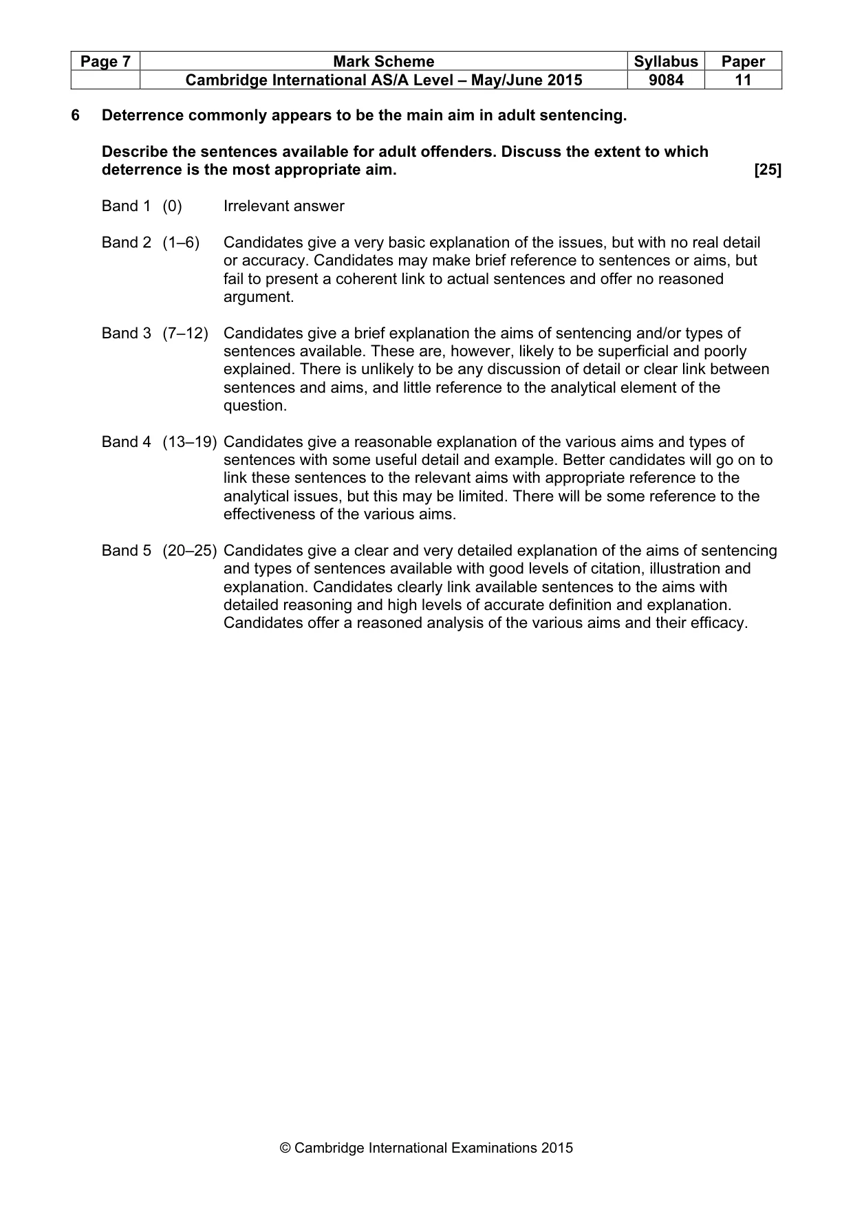 Mark scheme, page 7 of 7