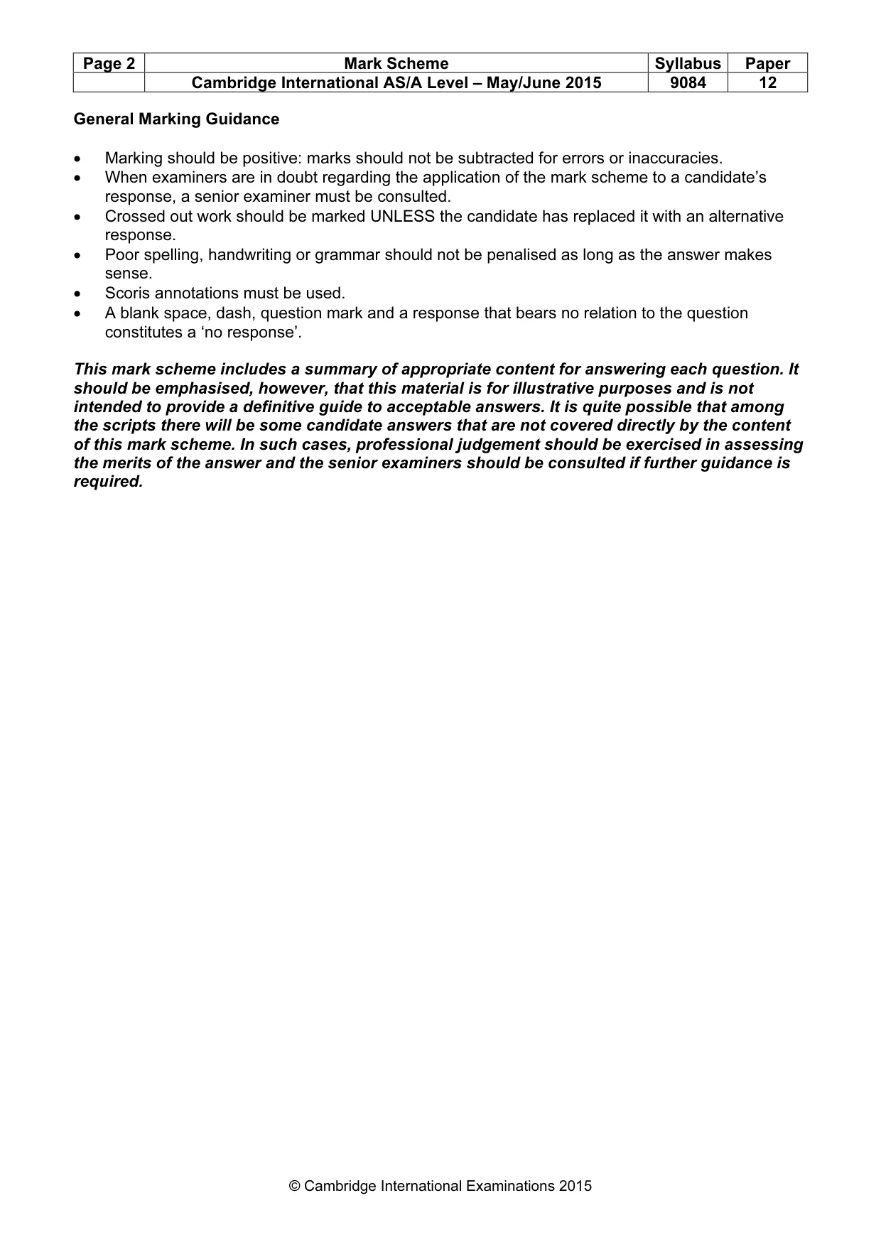 Mark scheme, page 2 of 7
