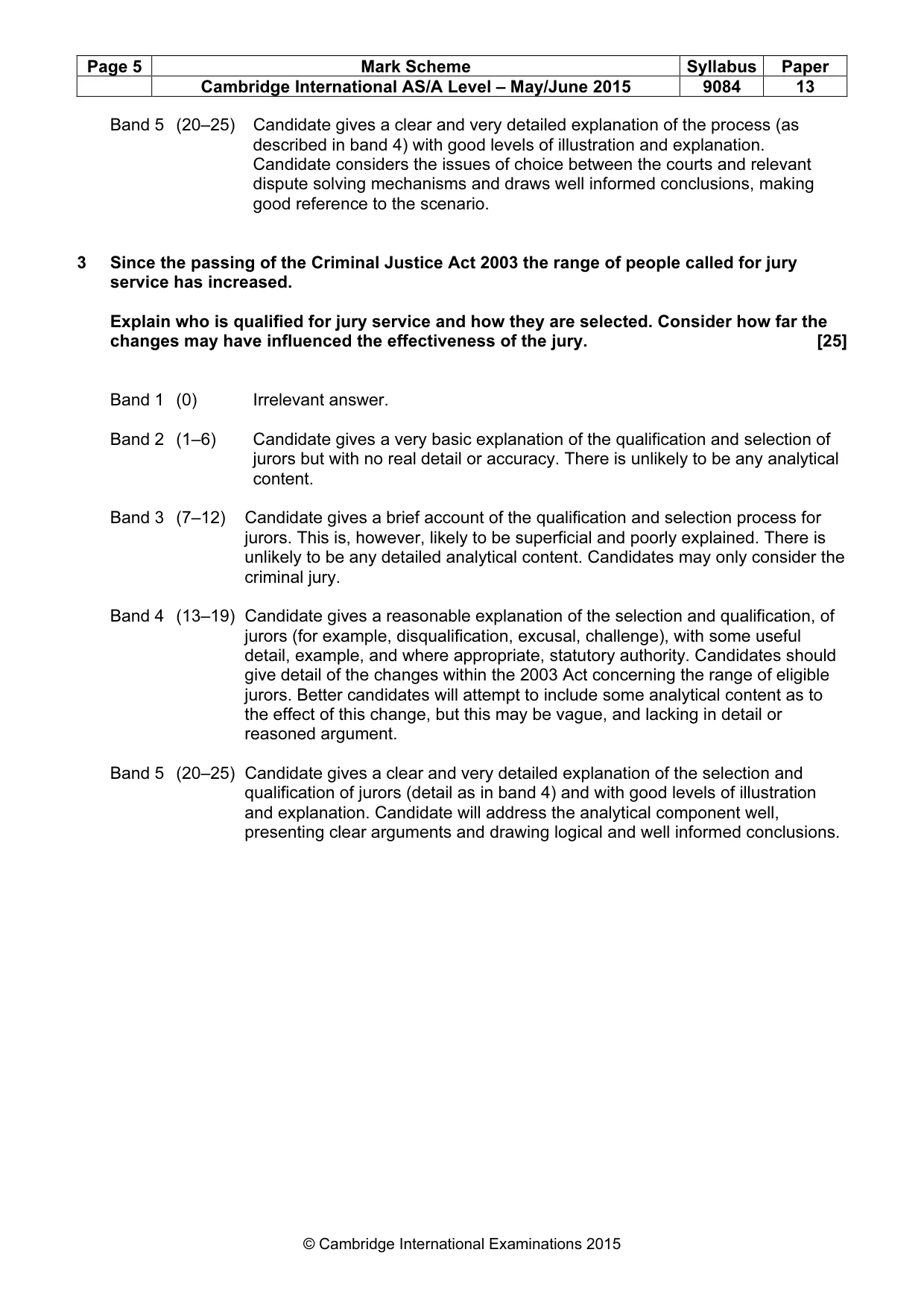 Mark scheme, page 5 of 7