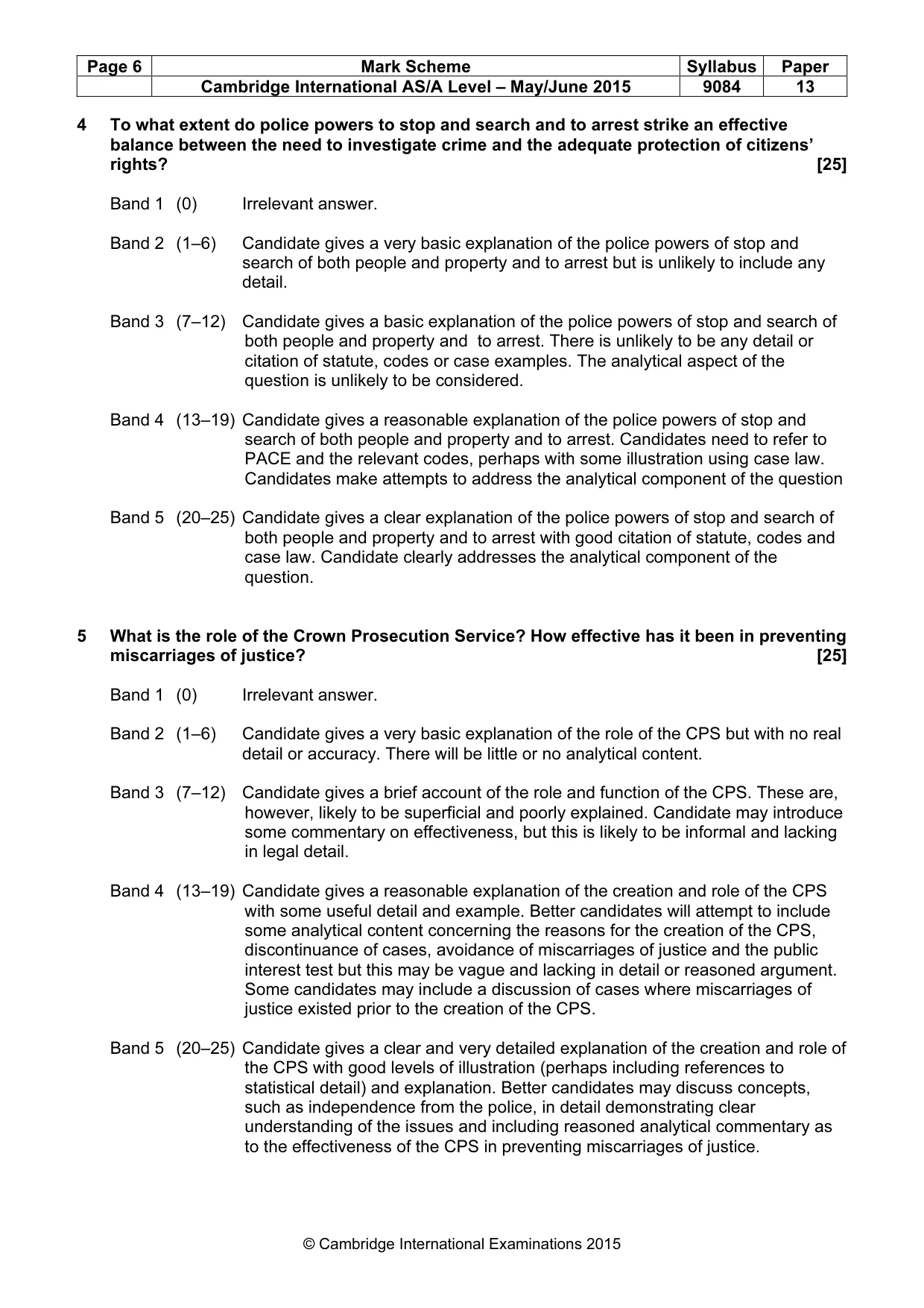 Mark scheme, page 6 of 7