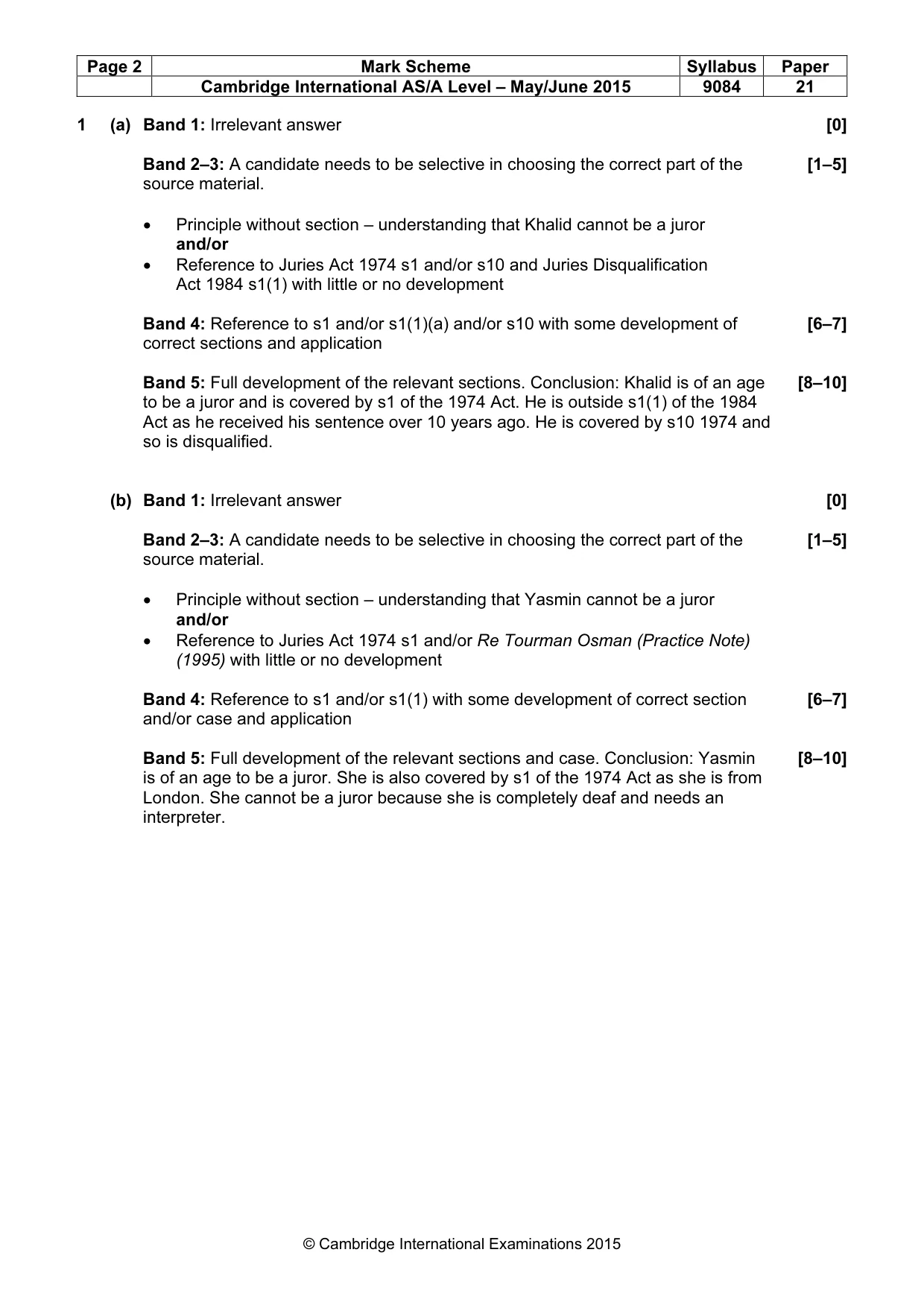 Mark scheme, page 2 of 5