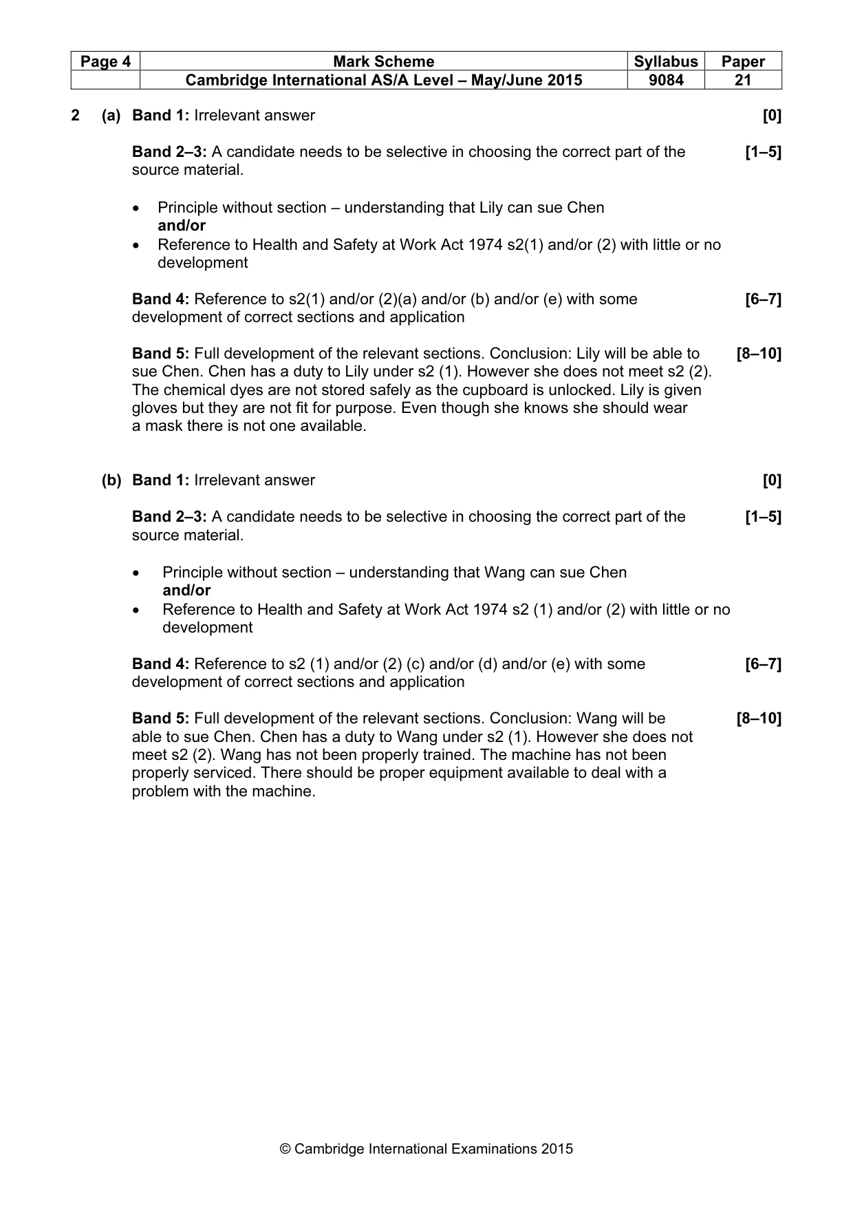 Mark scheme, page 4 of 5