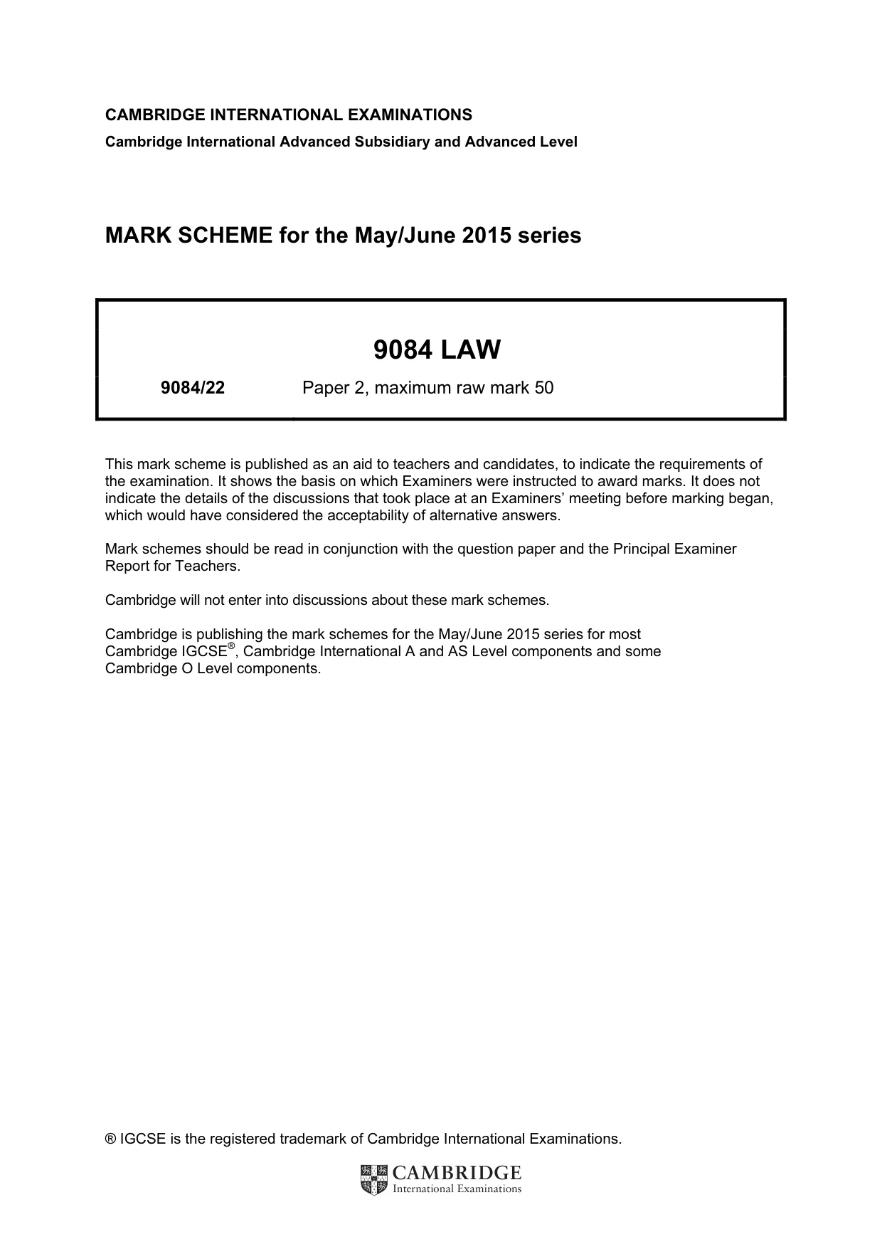 Mark scheme, page 1 of 5