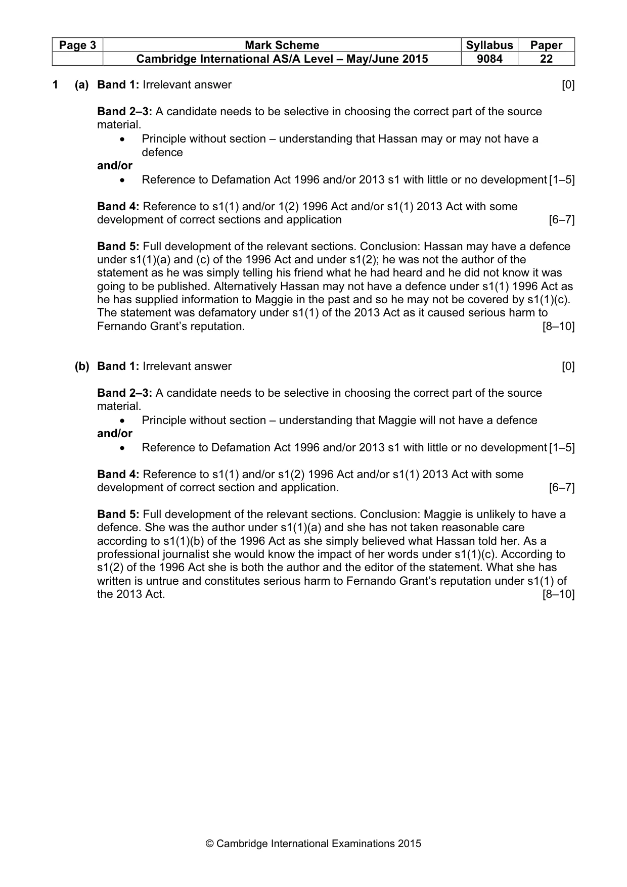 Mark scheme, page 3 of 5
