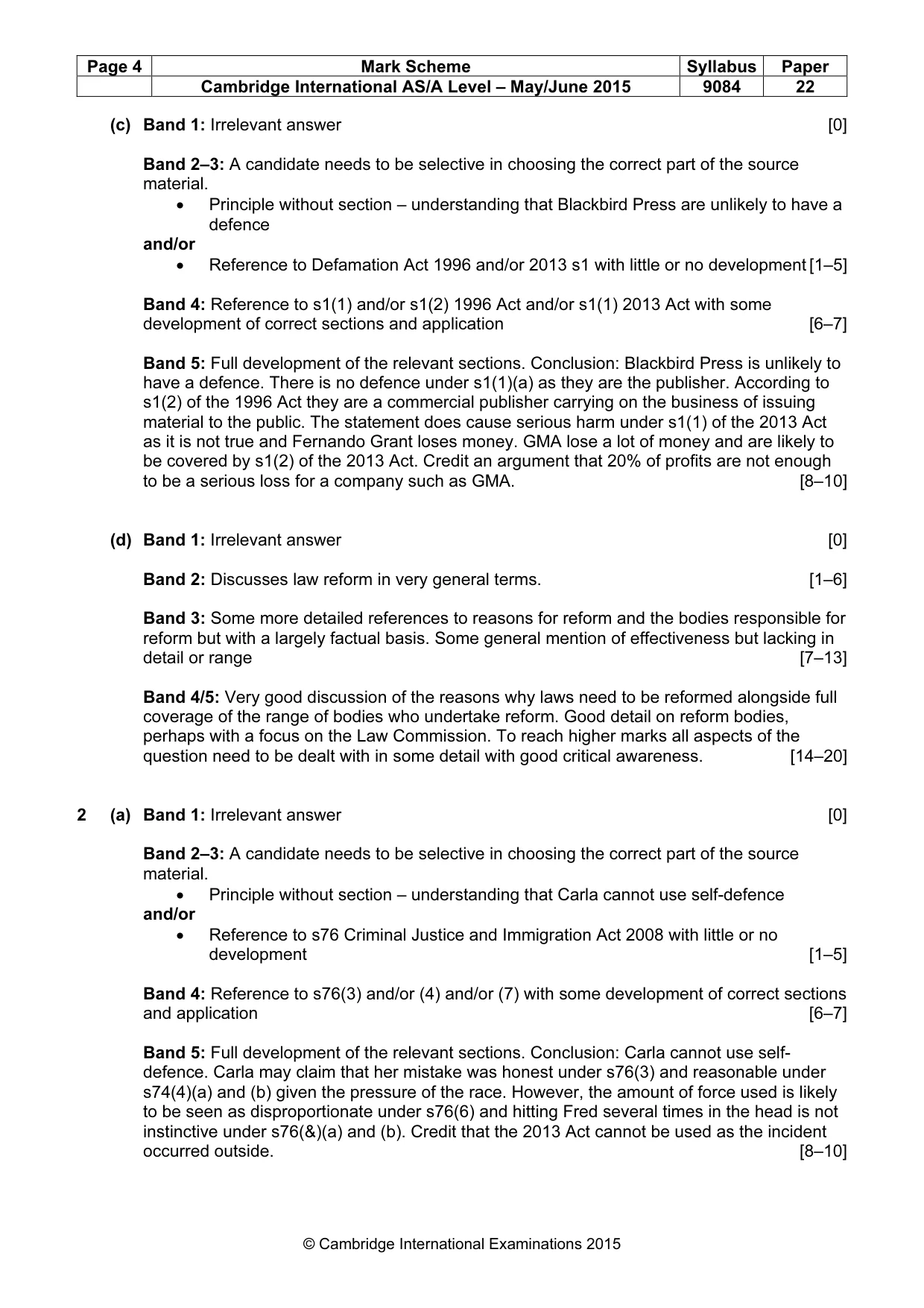 Mark scheme, page 4 of 5
