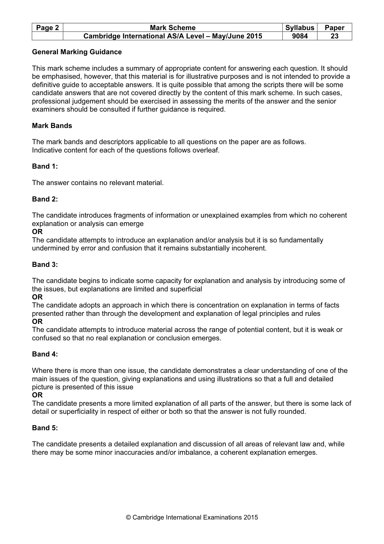 Mark scheme, page 2 of 5