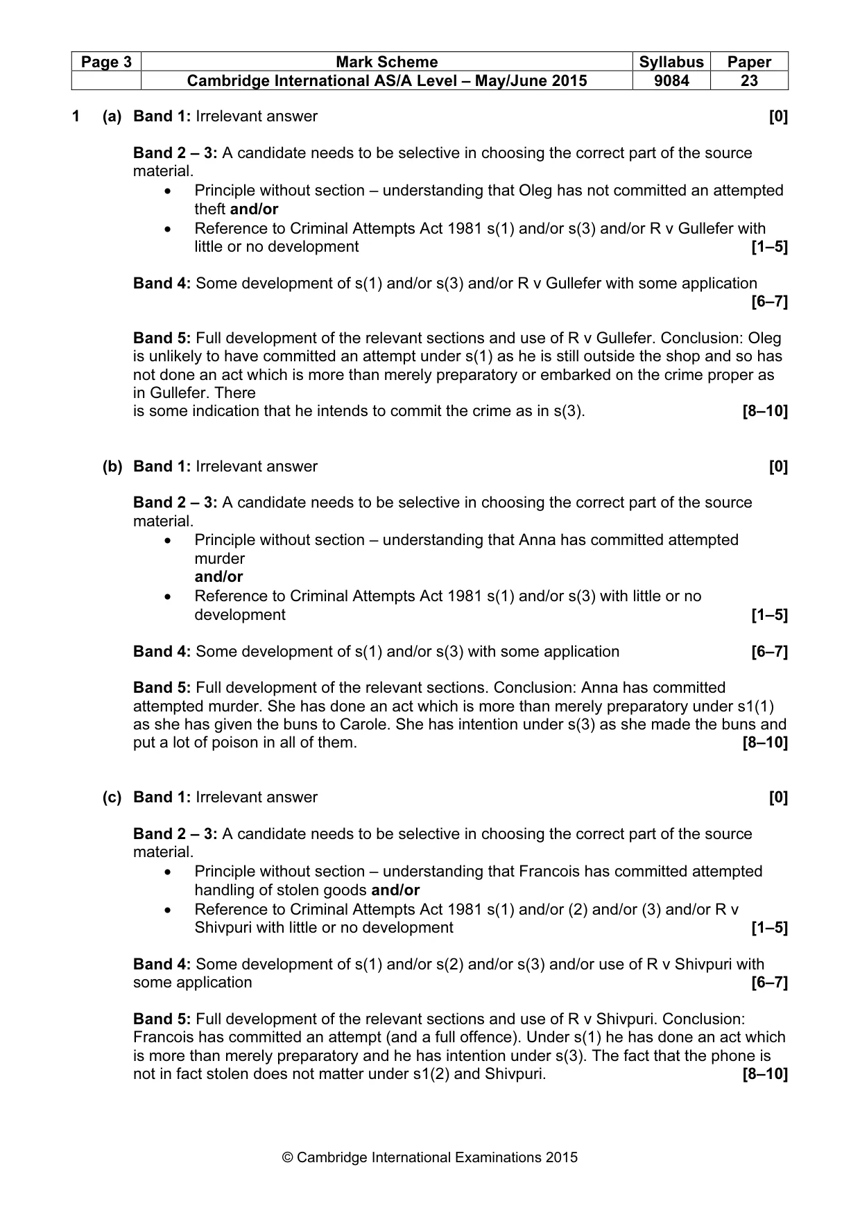 Mark scheme, page 3 of 5