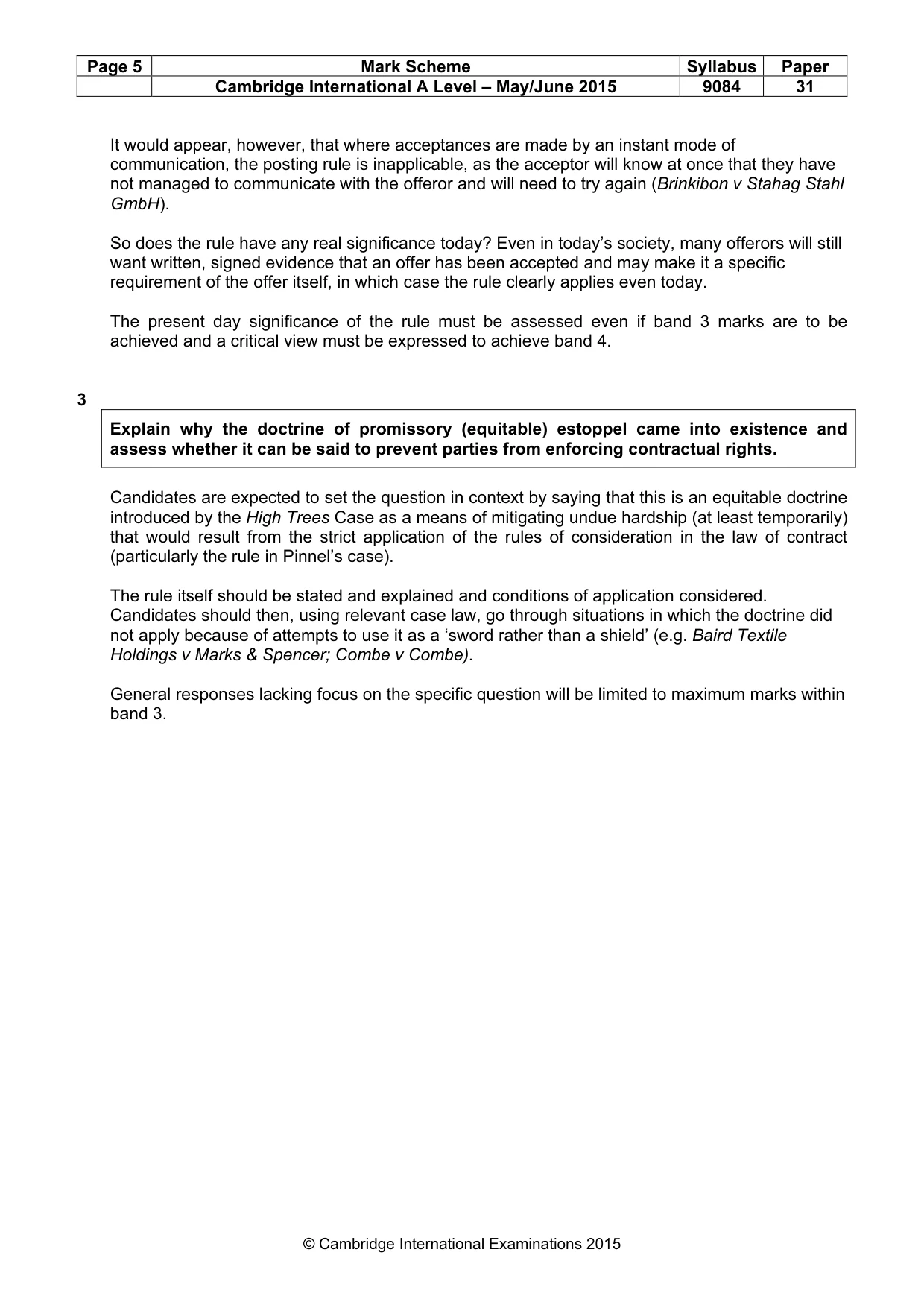 Mark scheme, page 5 of 7