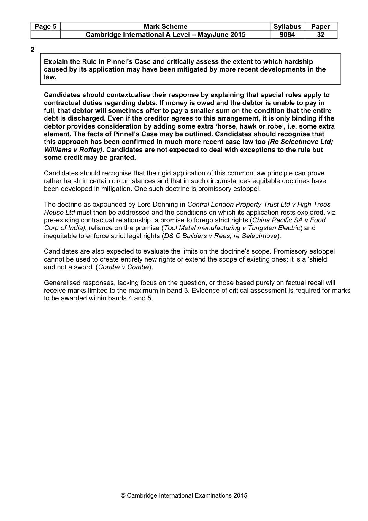 Mark scheme, page 5 of 8