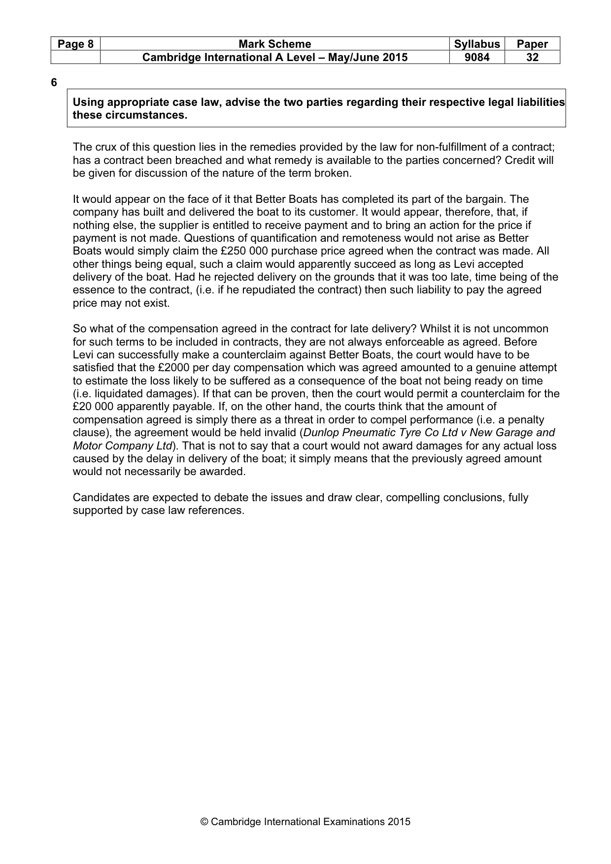 Mark scheme, page 8 of 8