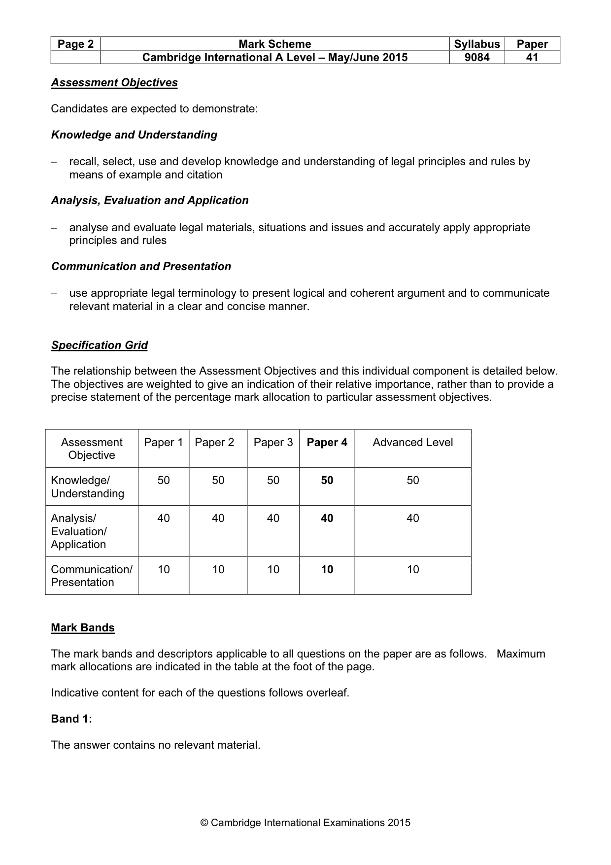 Mark scheme, page 2 of 5