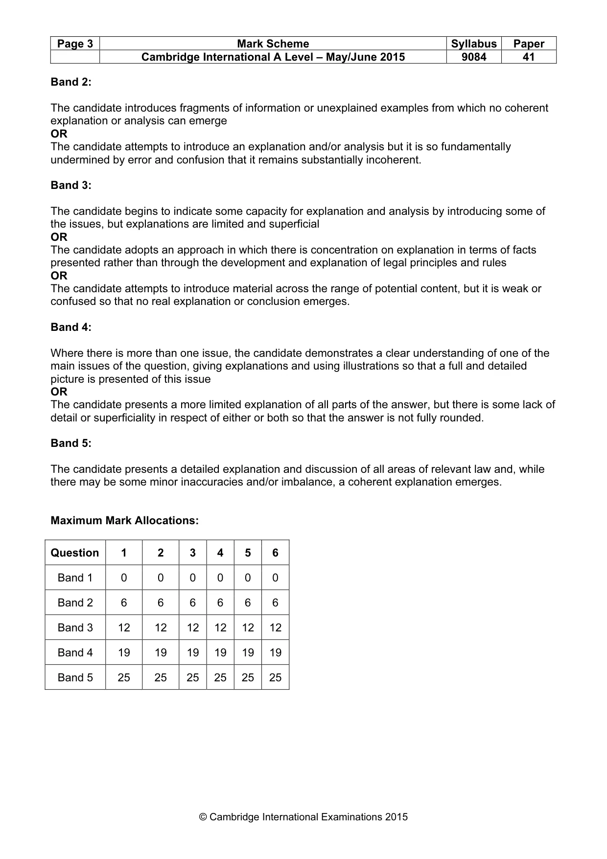 Mark scheme, page 3 of 5