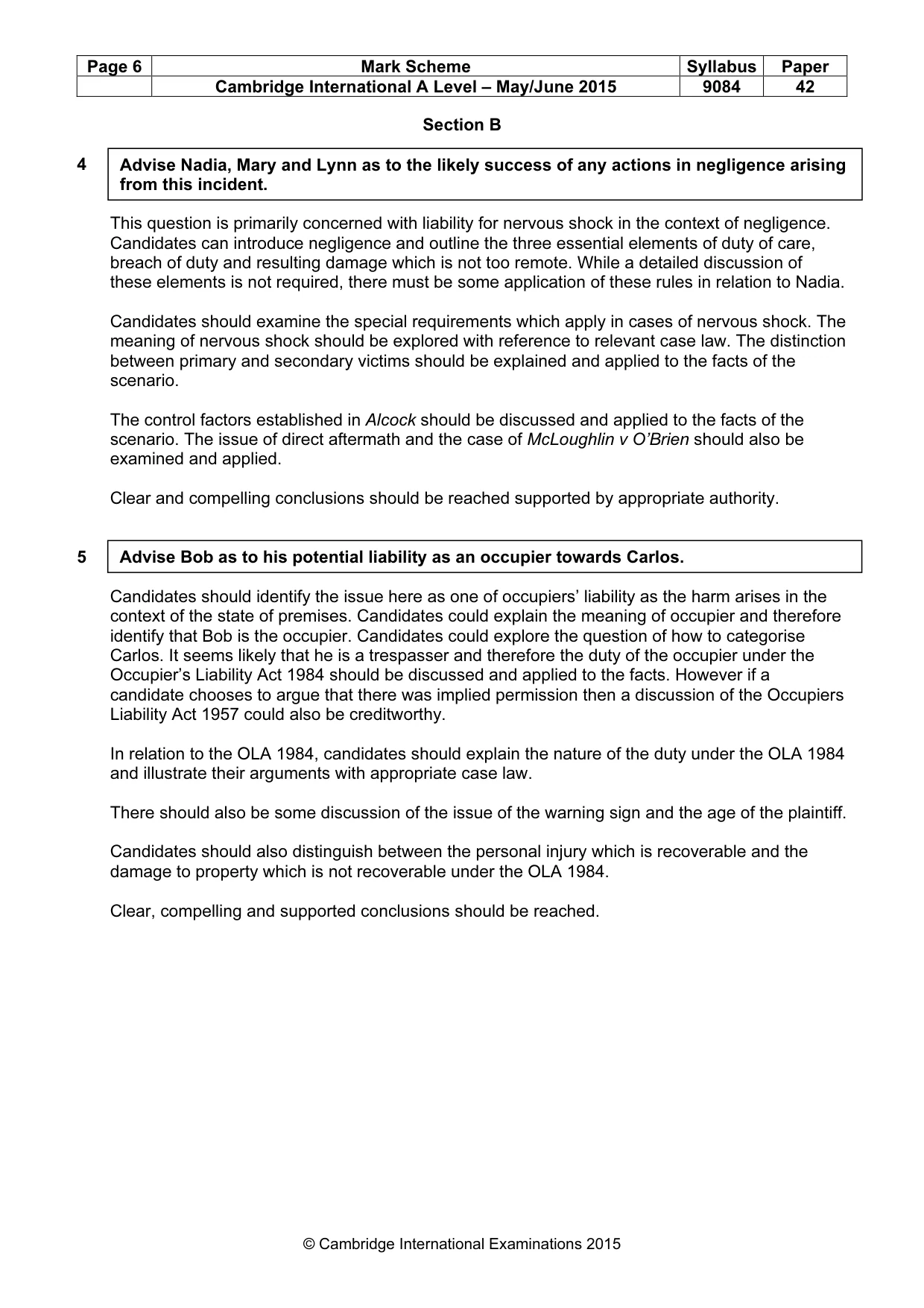 Mark scheme, page 6 of 7