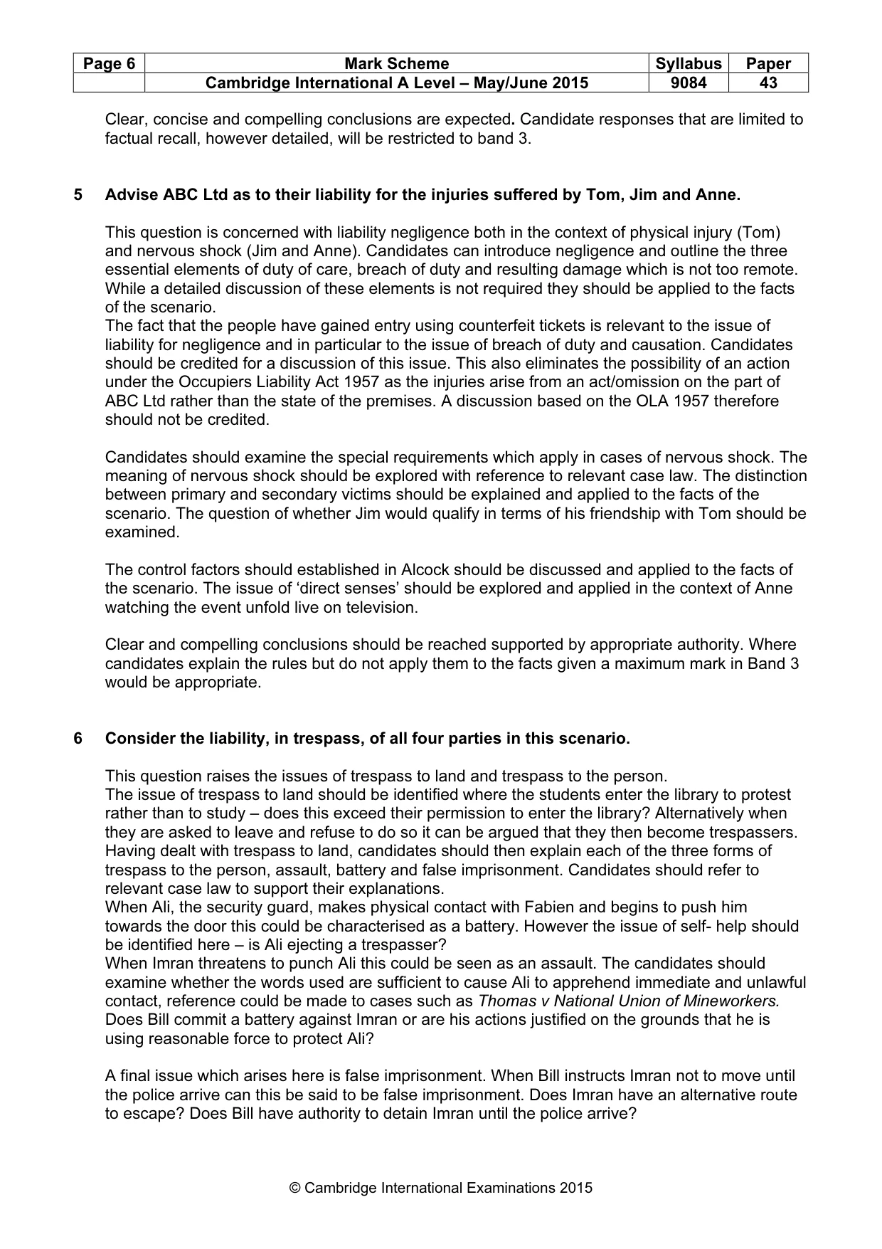 Mark scheme, page 6 of 7