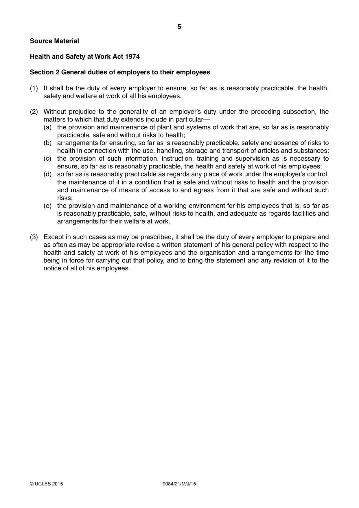 Cambridge A Level Law 9084 2015 May/June Paper 2 · Variant 1 question paper, page 5 of 8