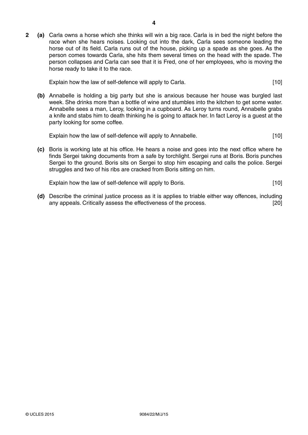Cambridge A Level Law 9084 2015 May/June Paper 2 · Variant 2 question paper, page 4 of 8