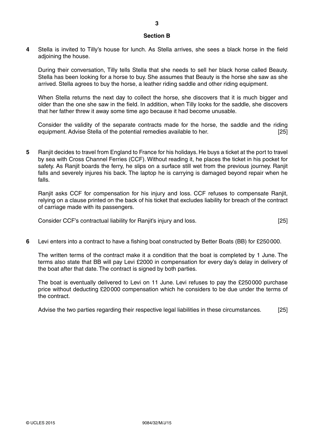 Cambridge A Level Law 9084 2015 May/June Paper 3 · Variant 2 question paper, page 3 of 4