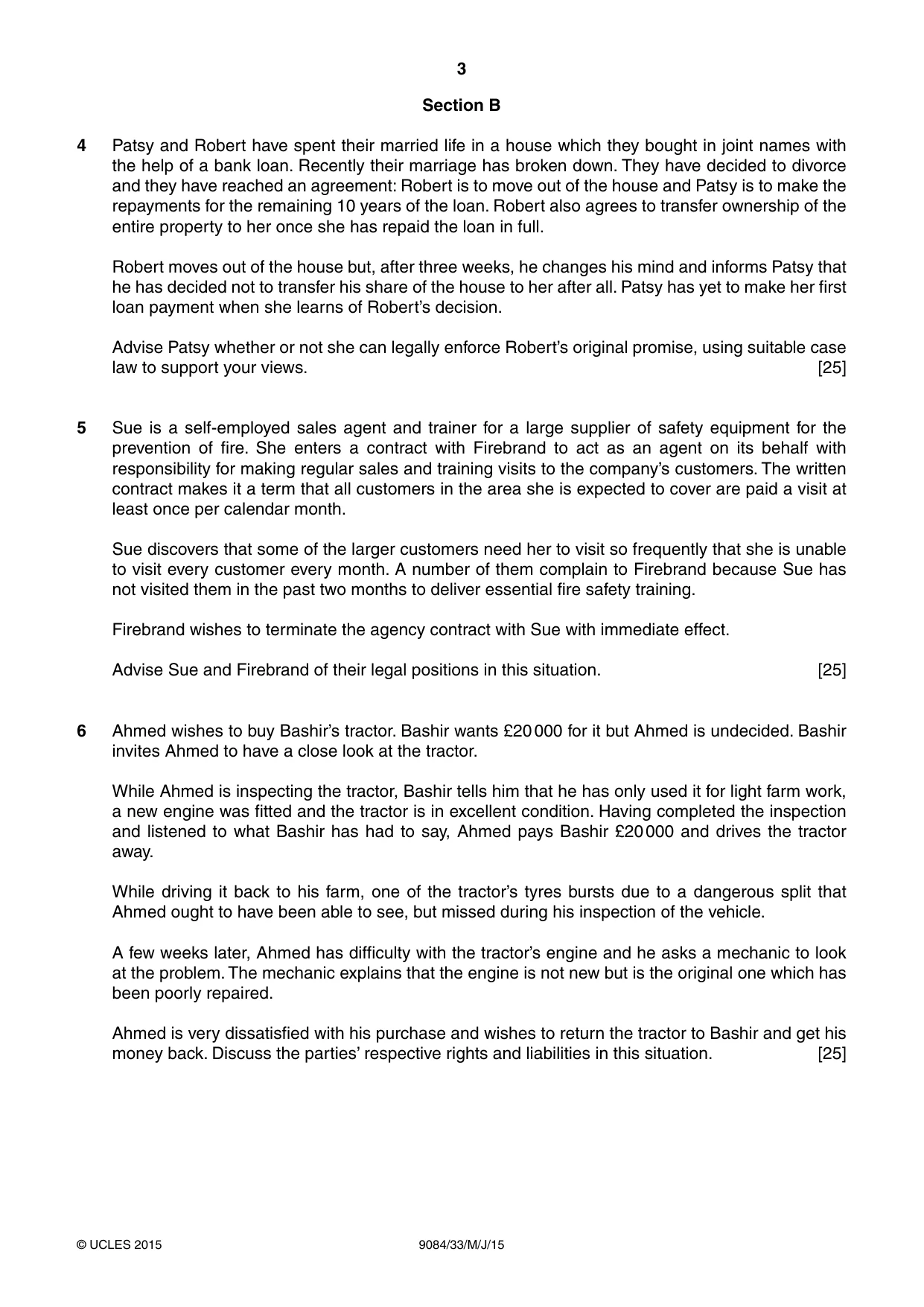 Cambridge A Level Law 9084 2015 May/June Paper 3 · Variant 3 question paper, page 3 of 4