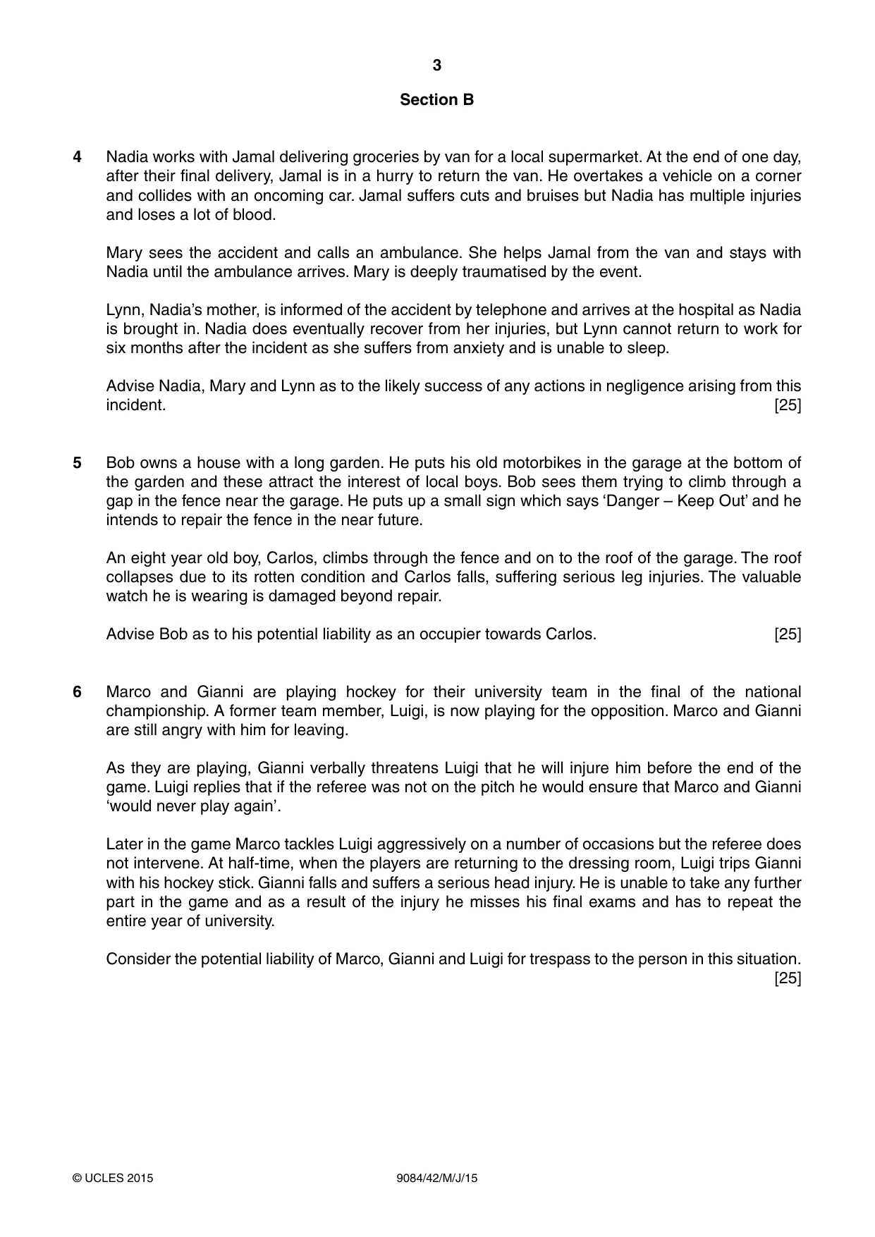 Cambridge A Level Law 9084 2015 May/June Paper 4 · Variant 2 question paper, page 3 of 4
