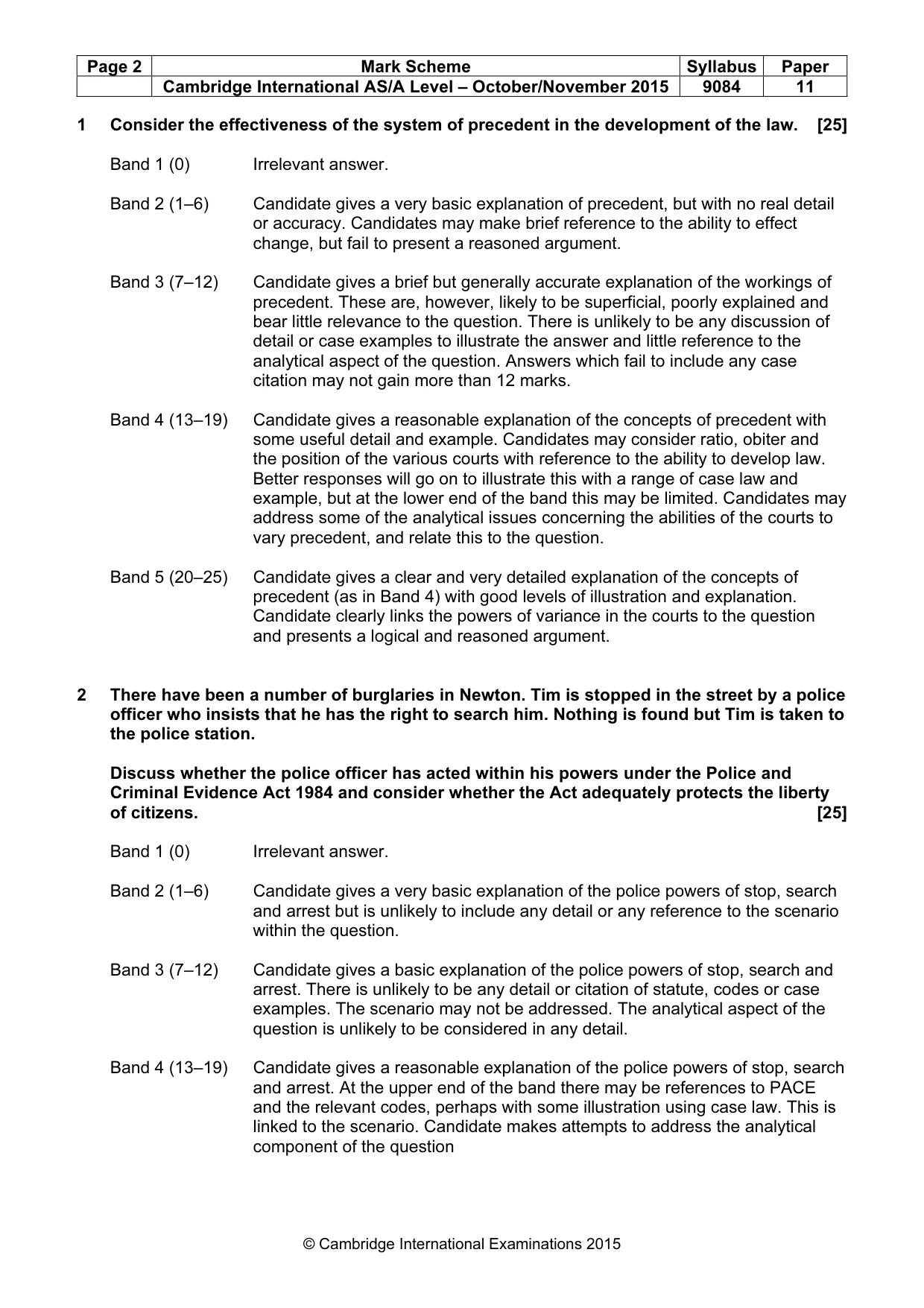 Mark scheme, page 2 of 5