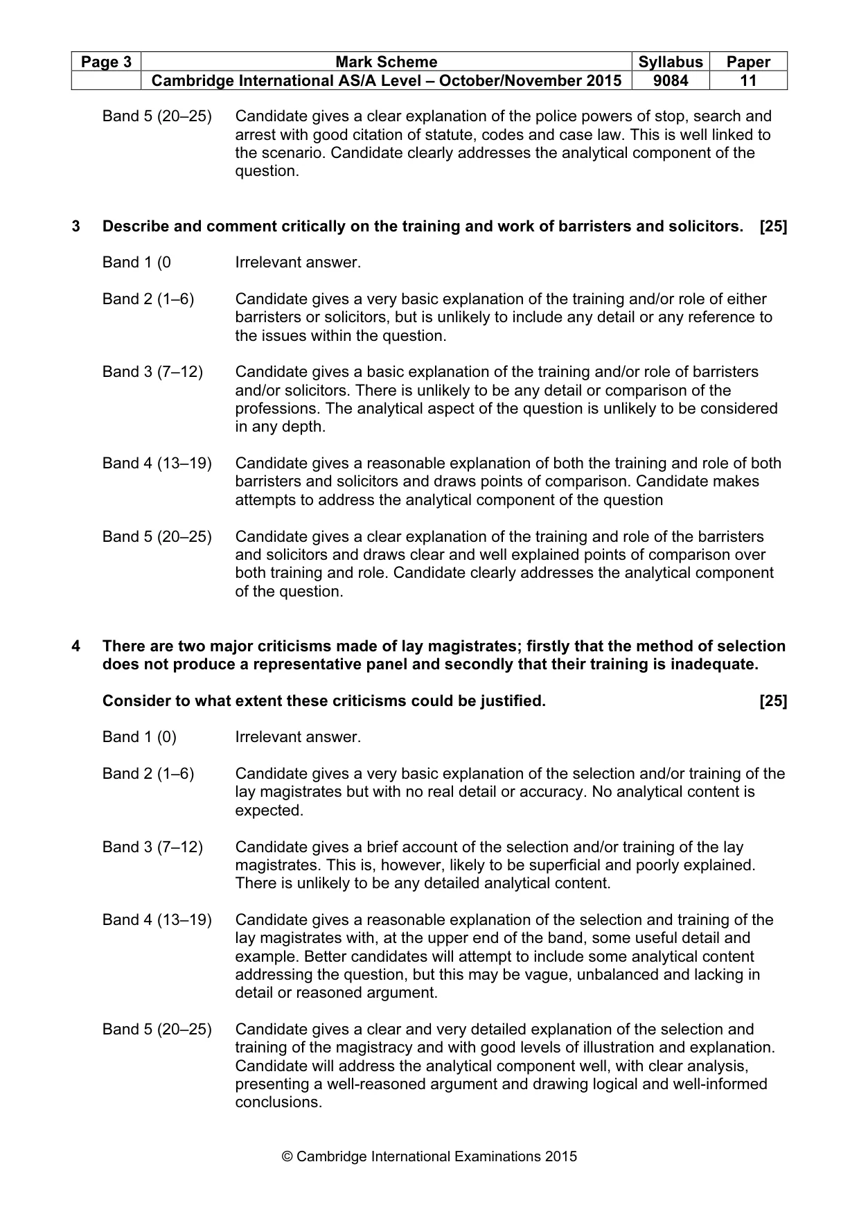 Mark scheme, page 3 of 5