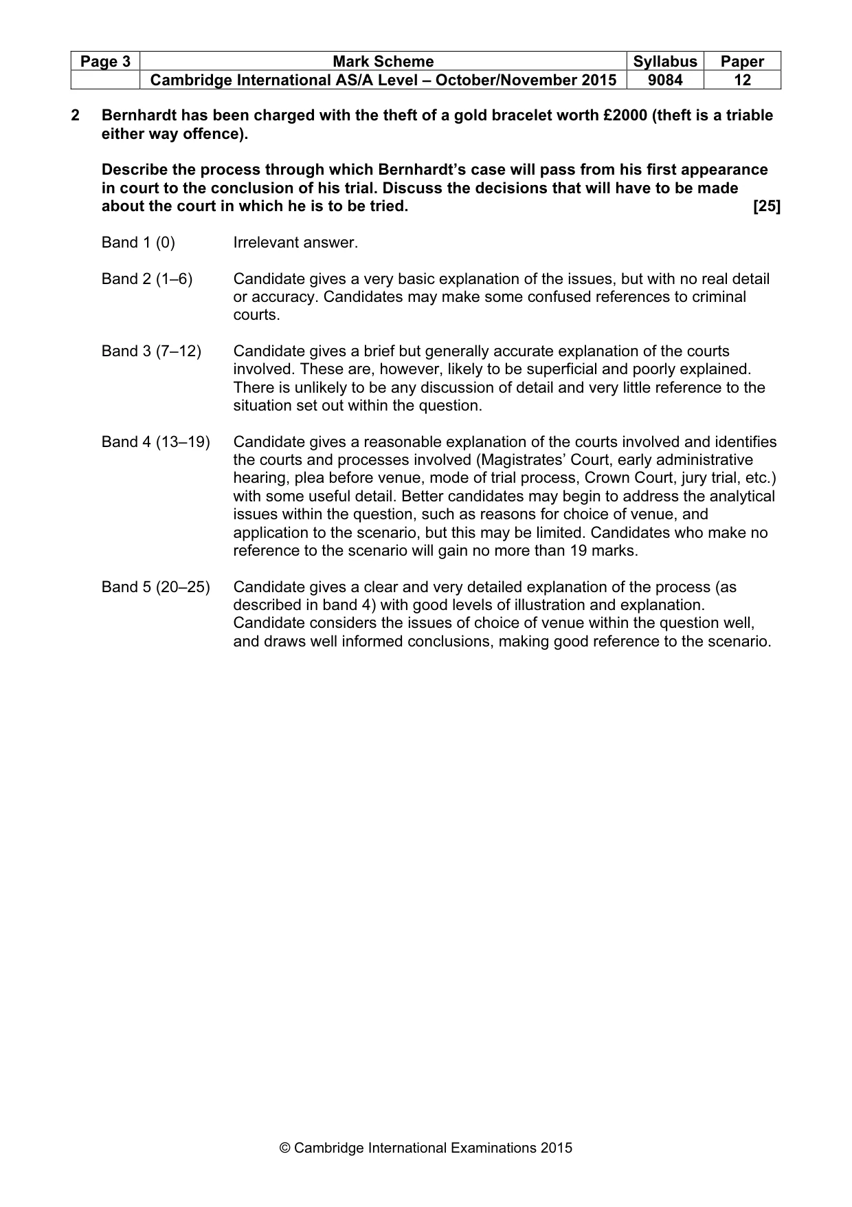 Mark scheme, page 3 of 5