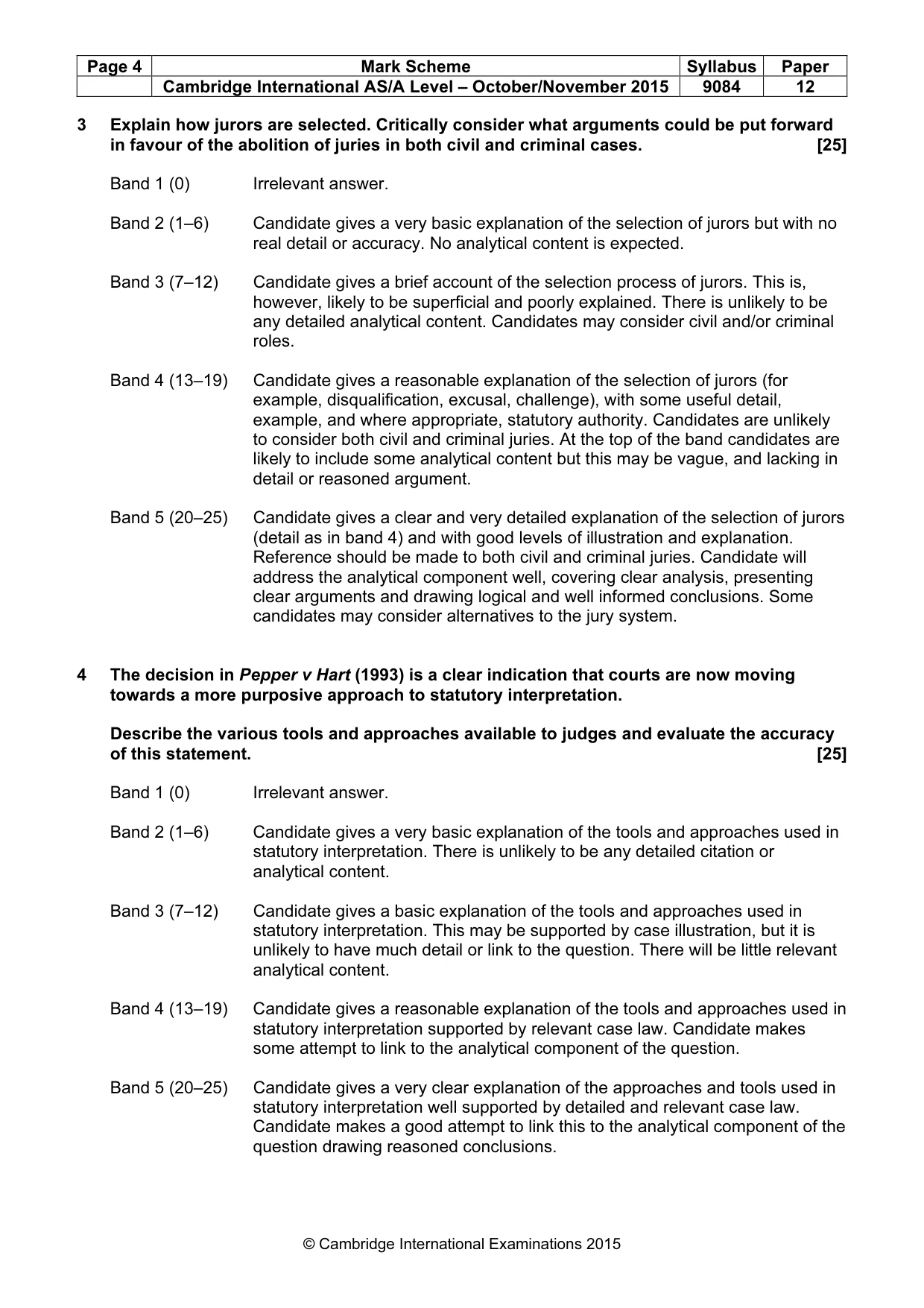 Mark scheme, page 4 of 5