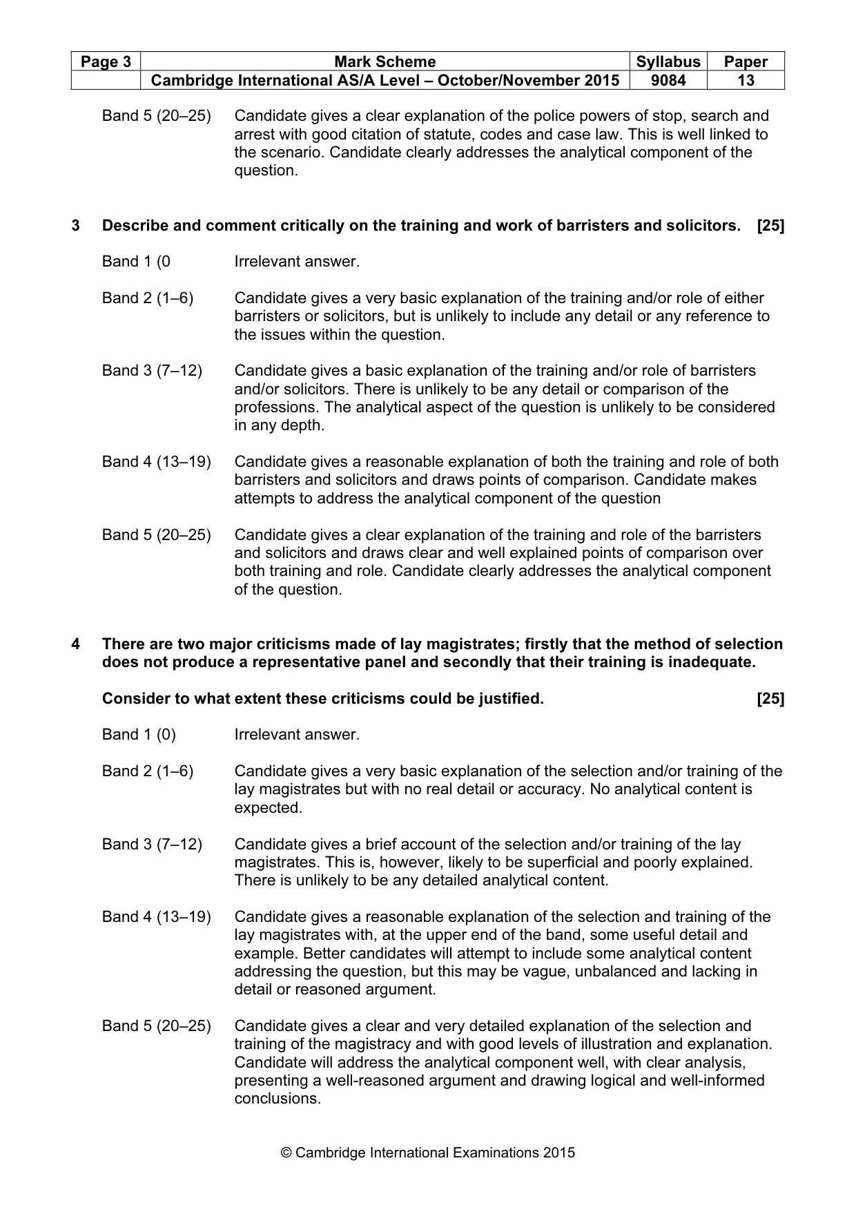 Mark scheme, page 3 of 5