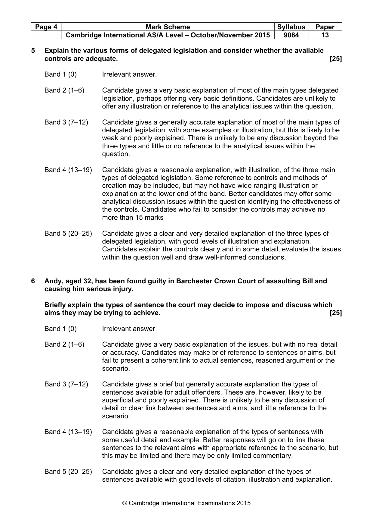 Mark scheme, page 4 of 5