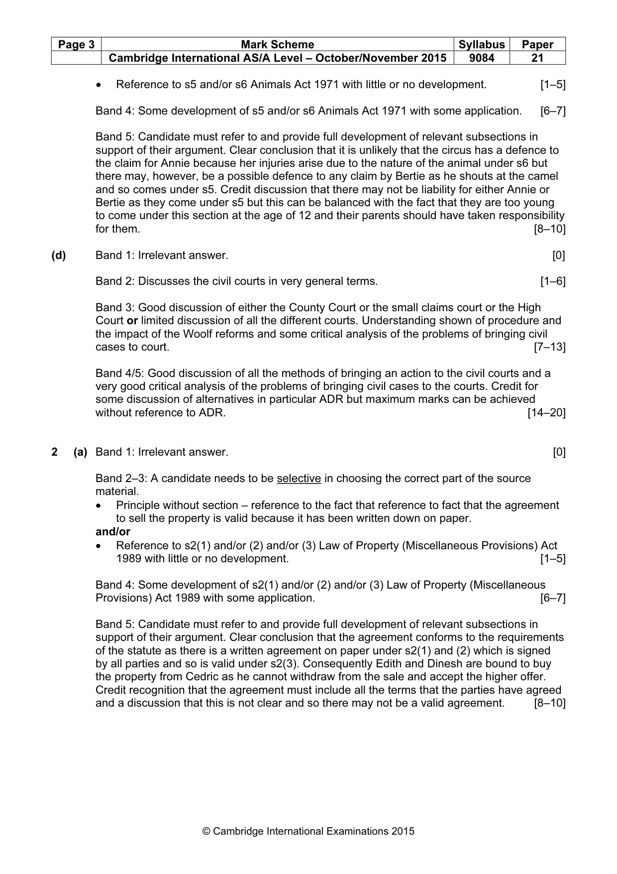 Mark scheme, page 3 of 5