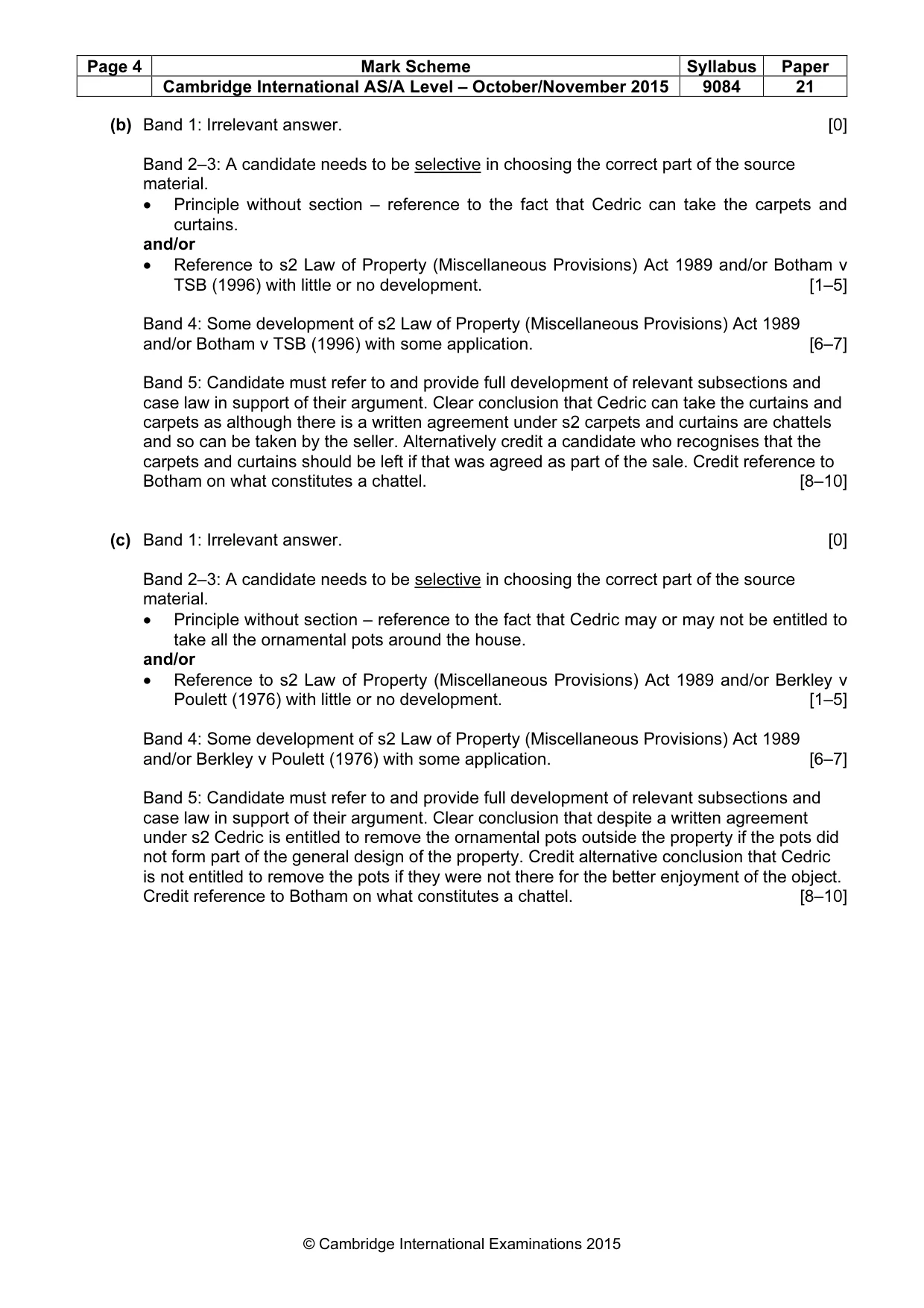 Mark scheme, page 4 of 5