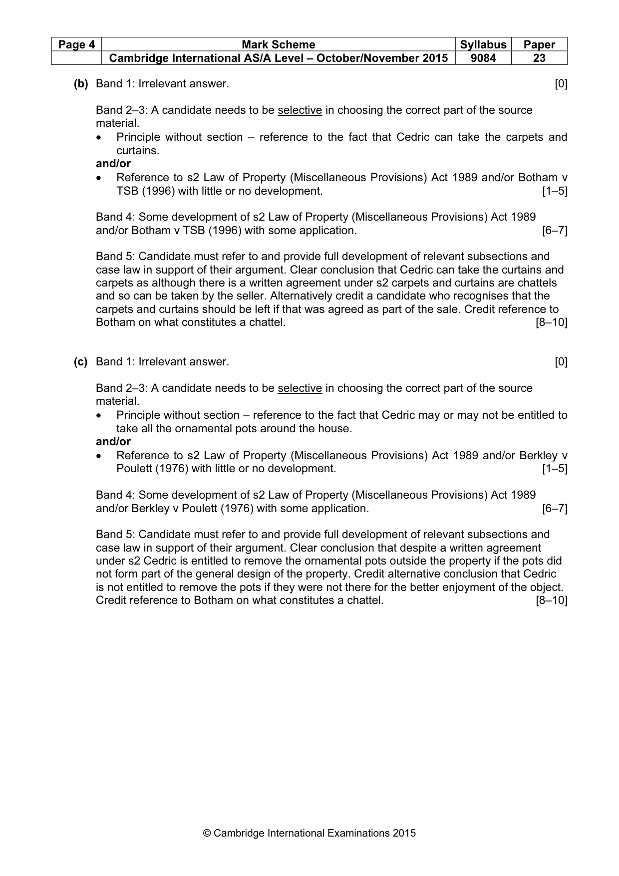 Mark scheme, page 4 of 5