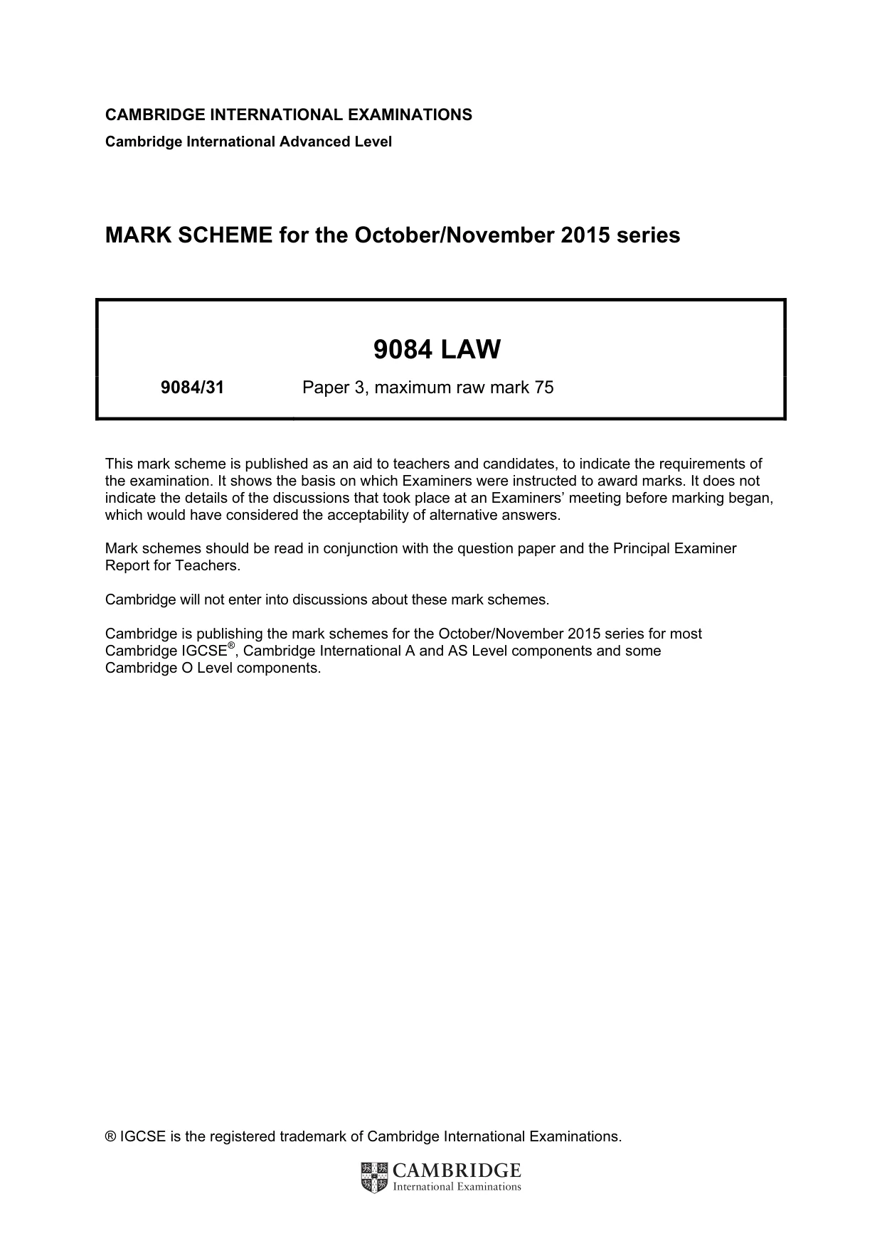 Mark scheme, page 1 of 8