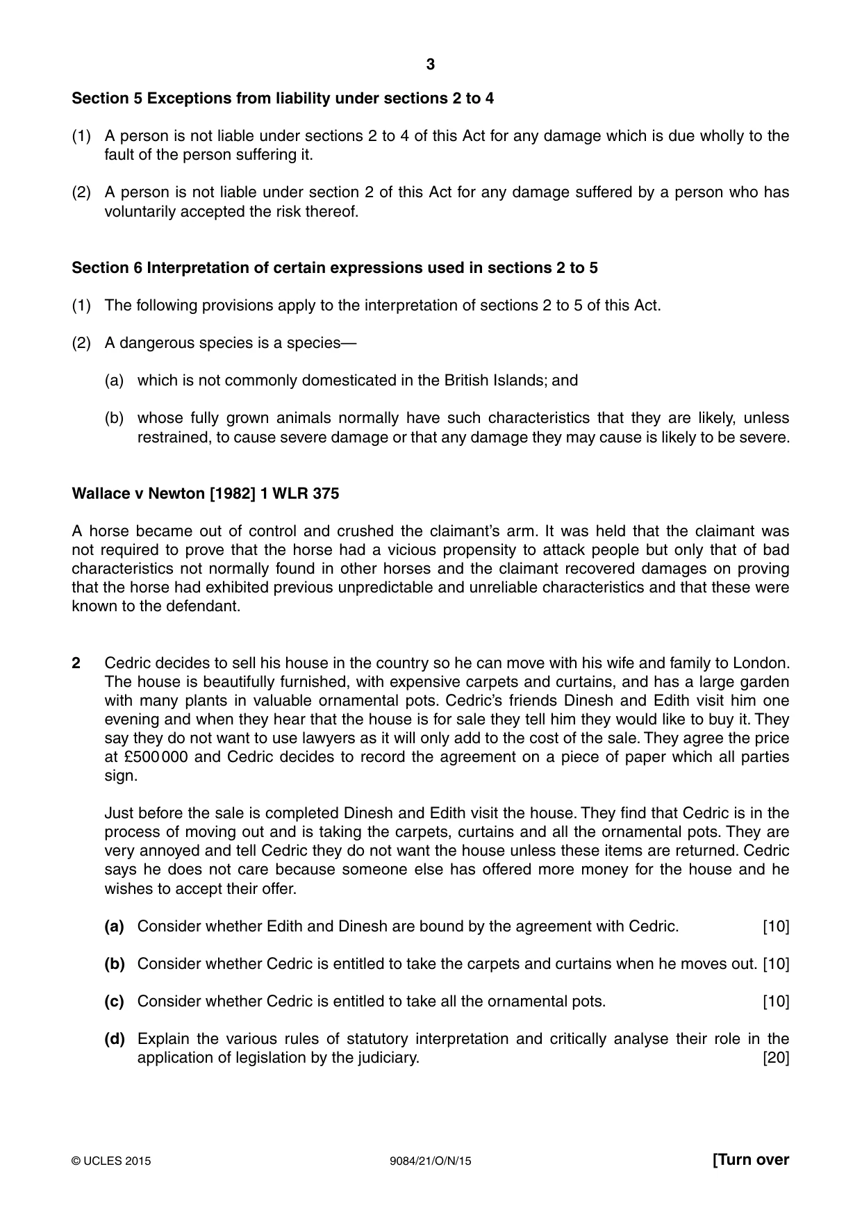 Cambridge A Level Law 9084 2015 Oct/Nov Paper 2 · Variant 1 question paper, page 3 of 4